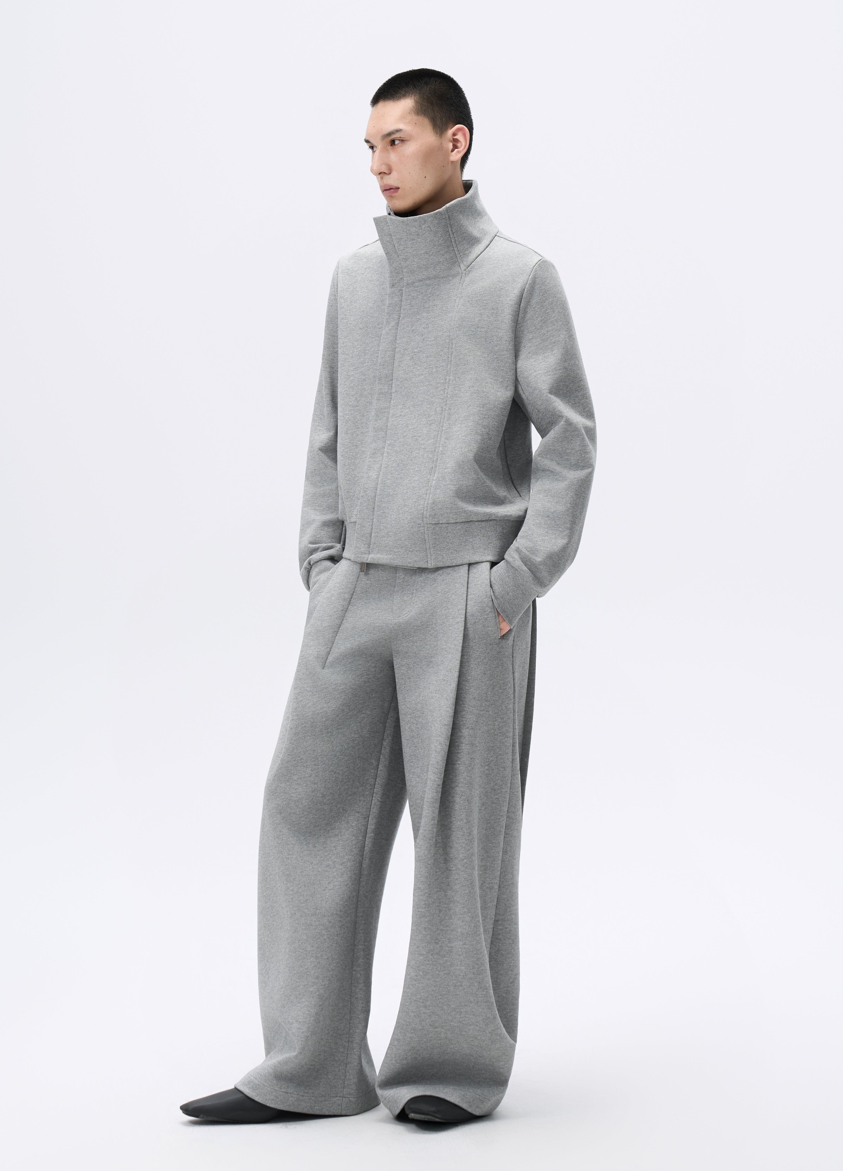 25FW GREY ZIP CROPPED JACKET