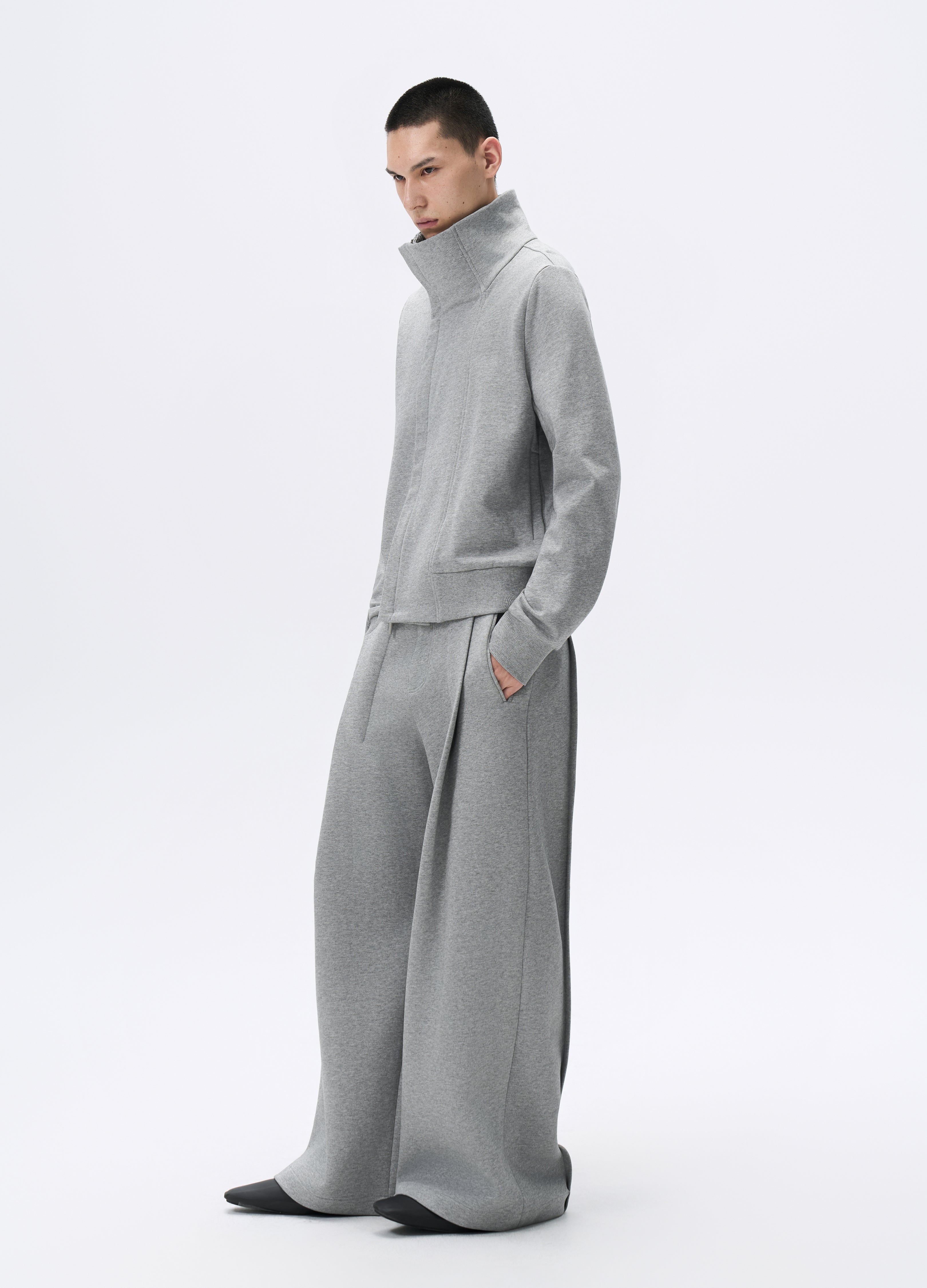 25FW GREY ZIP CROPPED JACKET