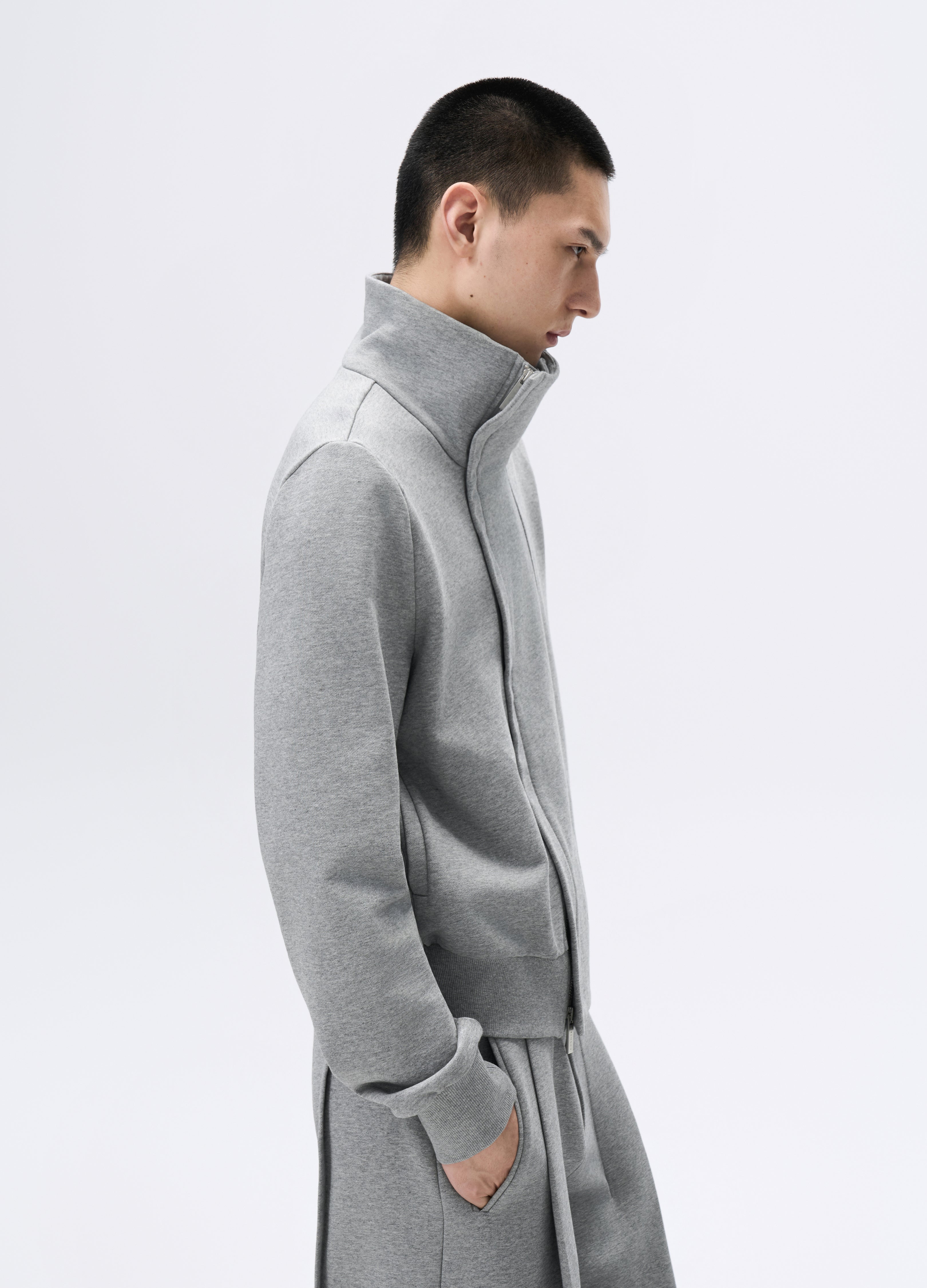 25FW GREY ZIP CROPPED JACKET