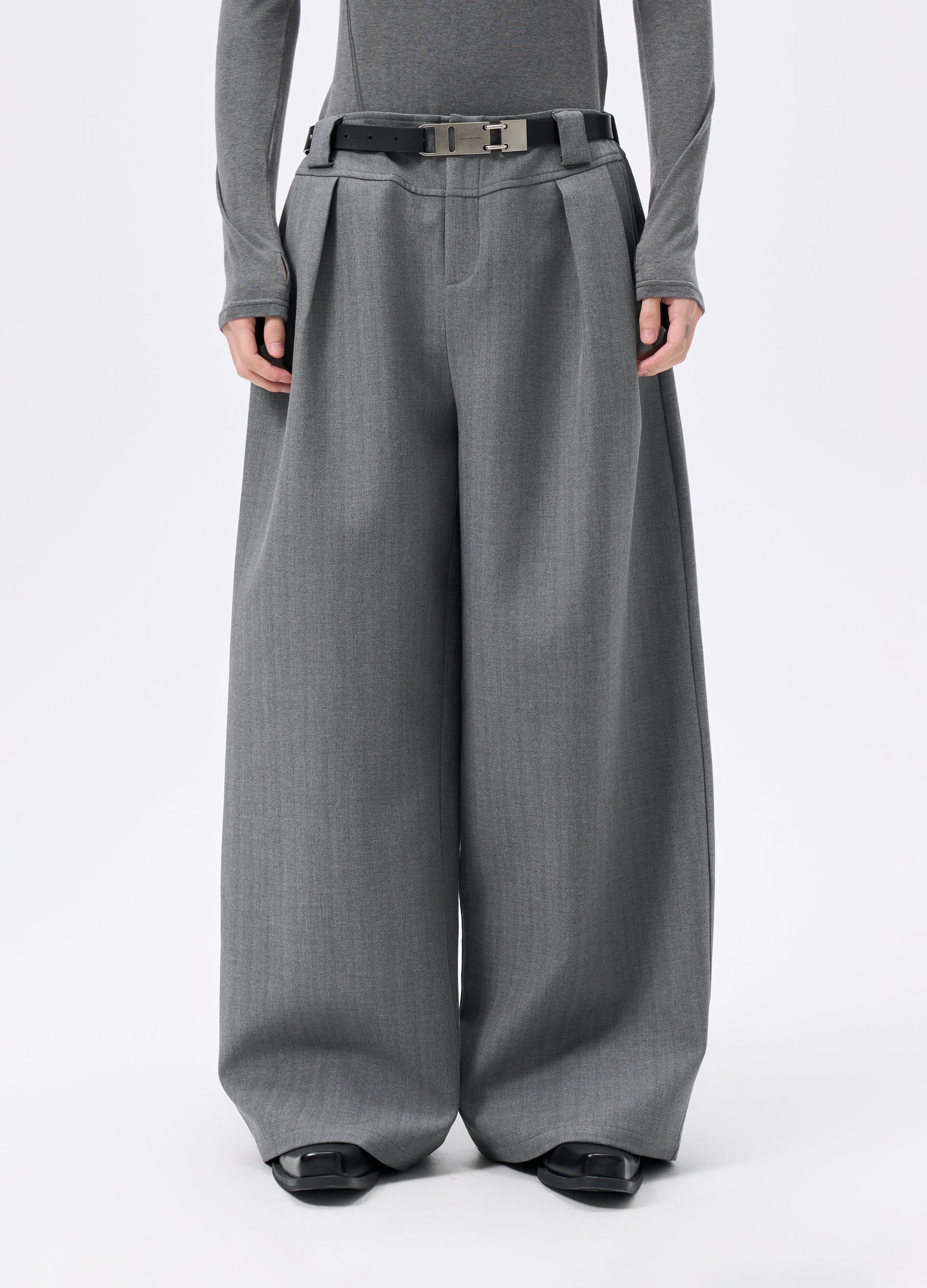 25FW STRIPED LYOCELL WIDE TROUSERS