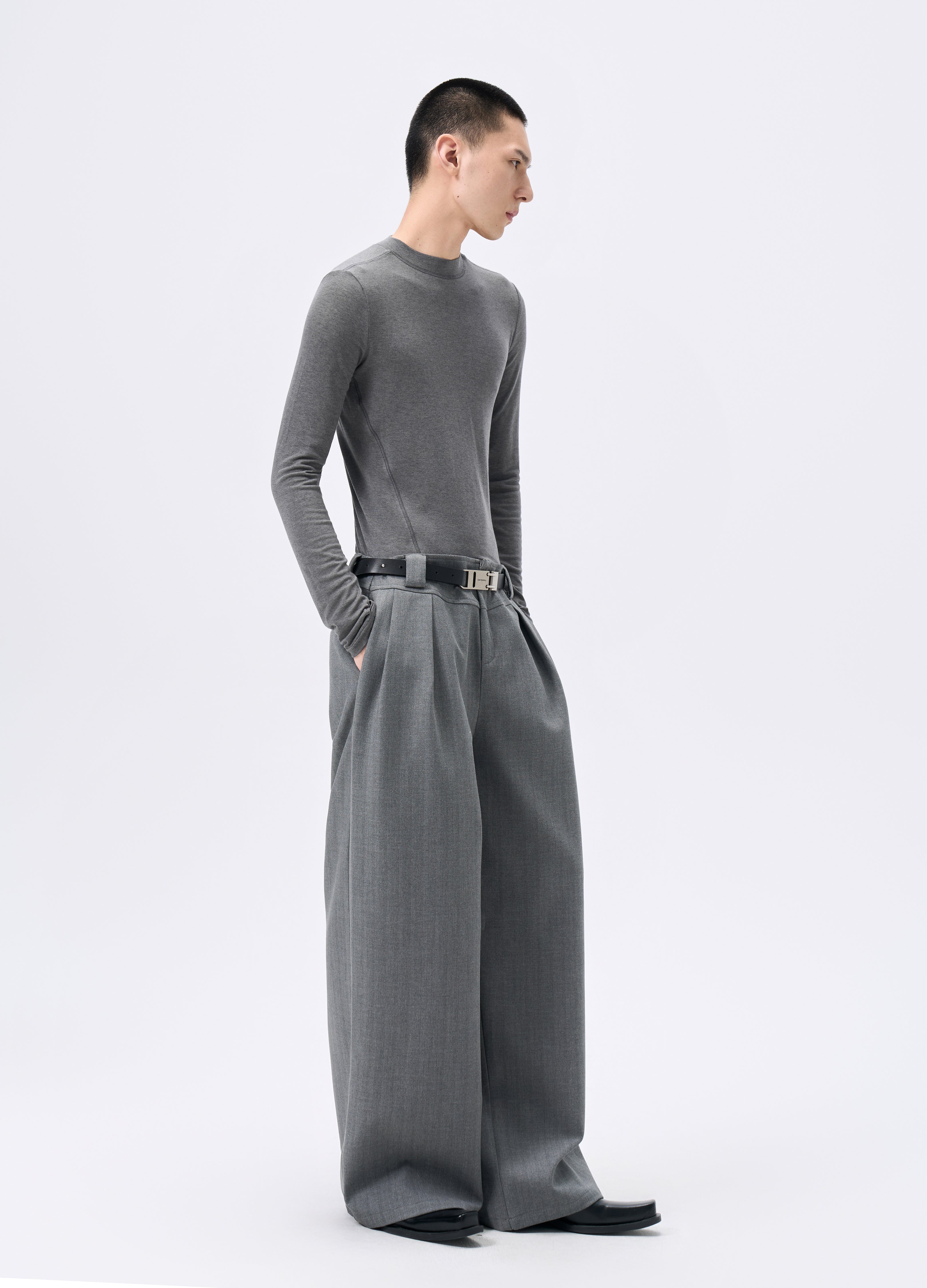 25FW STRIPED LYOCELL WIDE TROUSERS