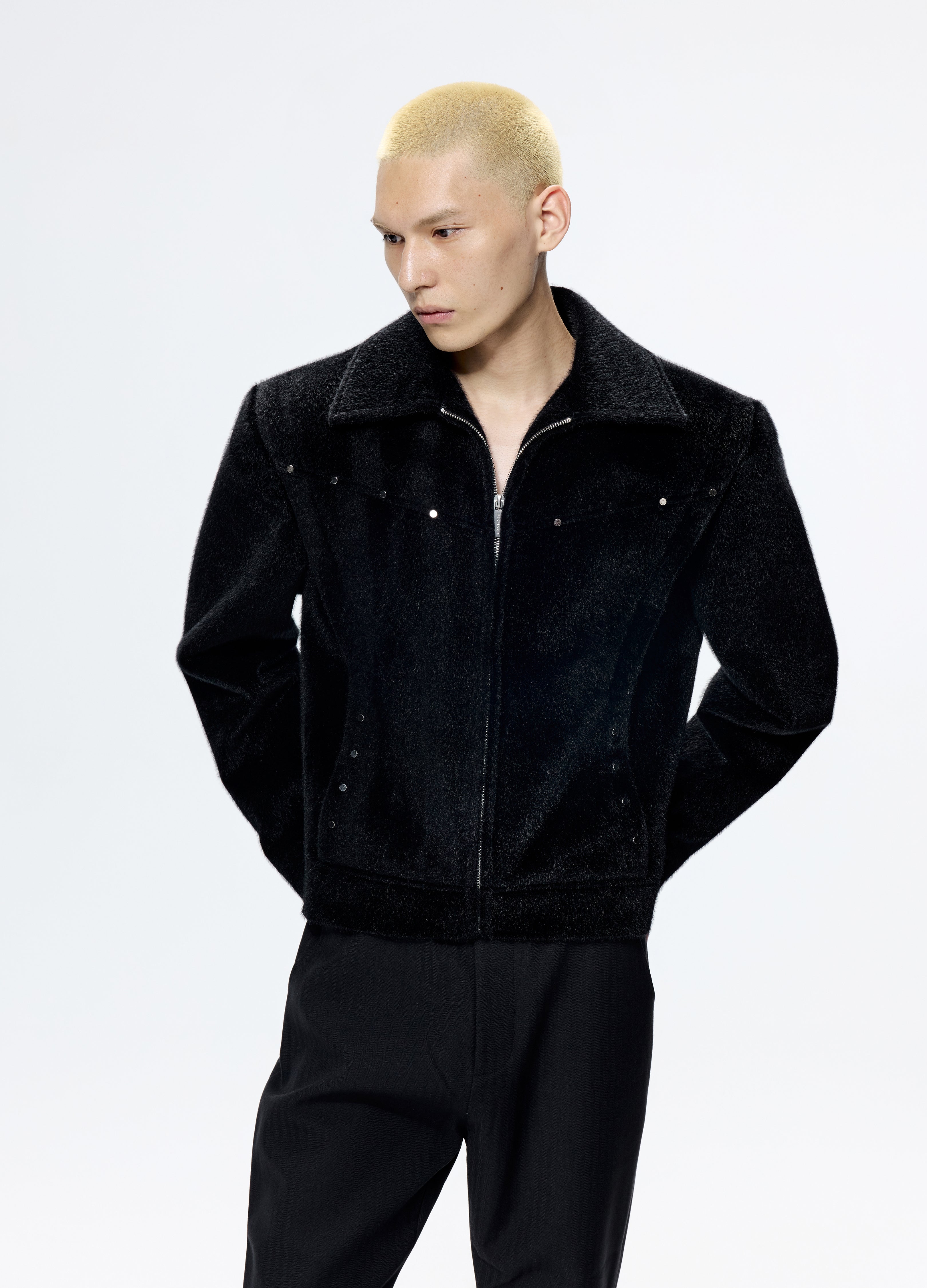 25FW STUDDED HORSEHAIR JACKET