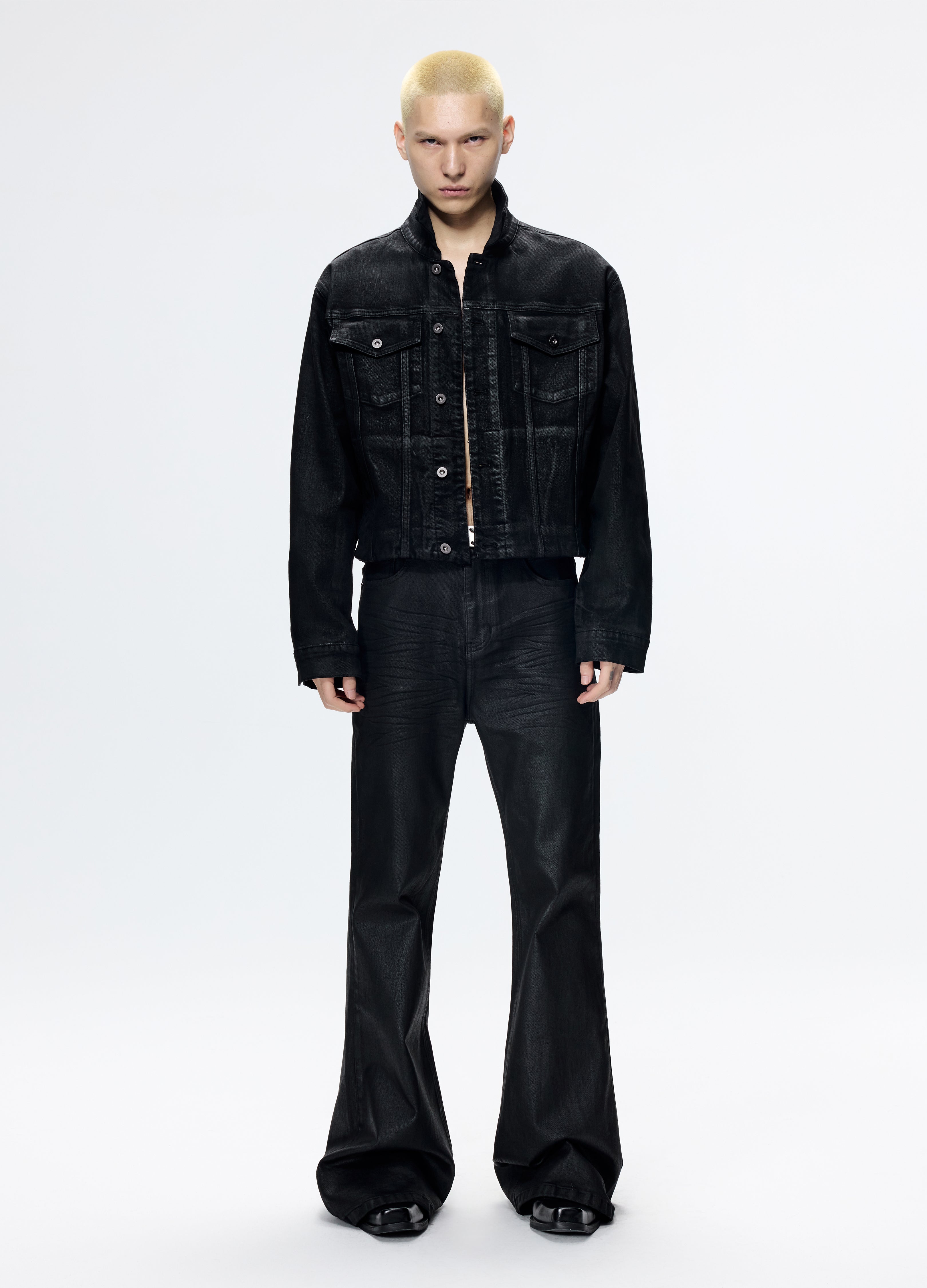 25FW WAXED FLARE DENIM TROUSERS