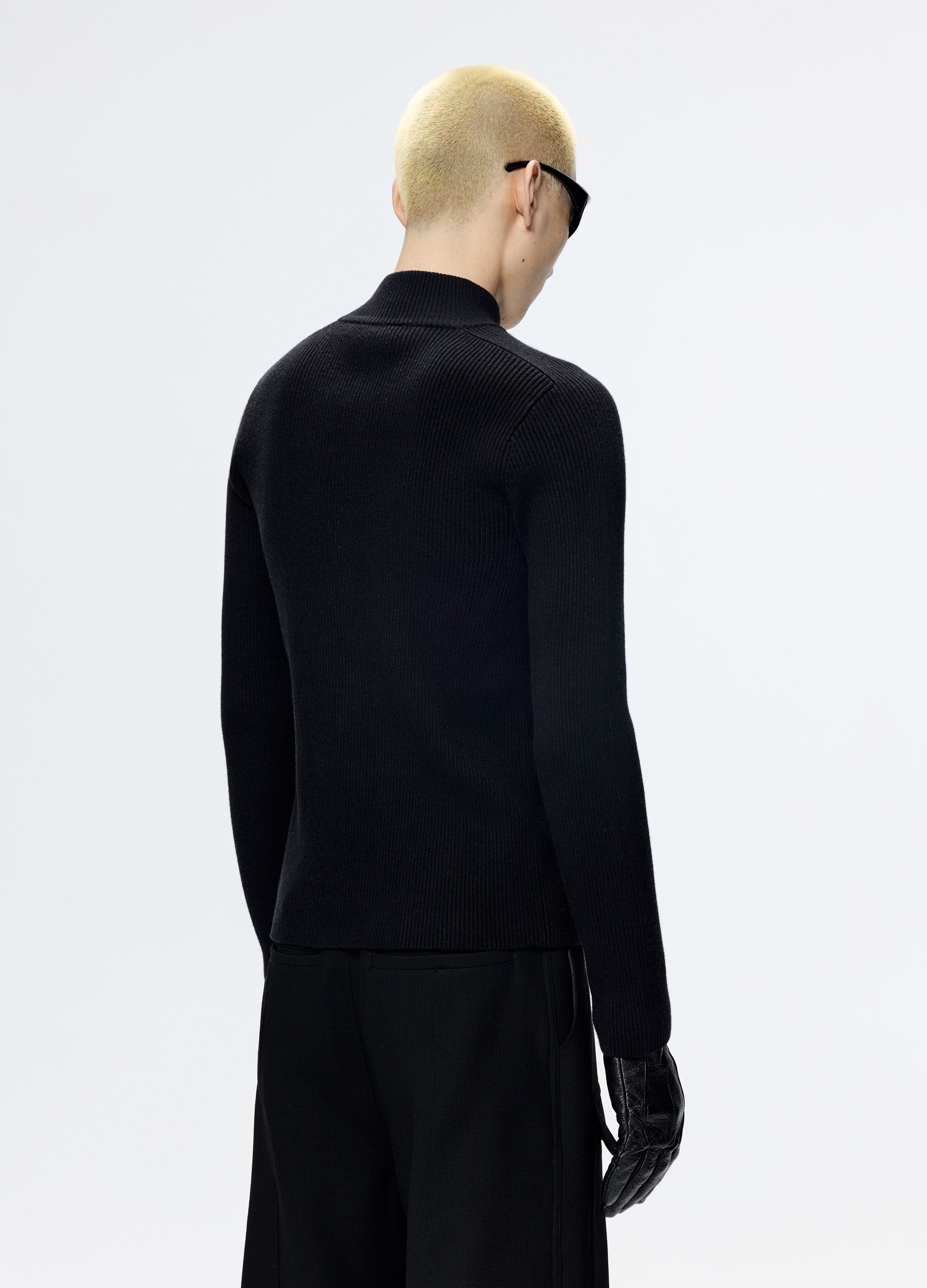 25FW FITTED BLACK KNIT CARDIGAN