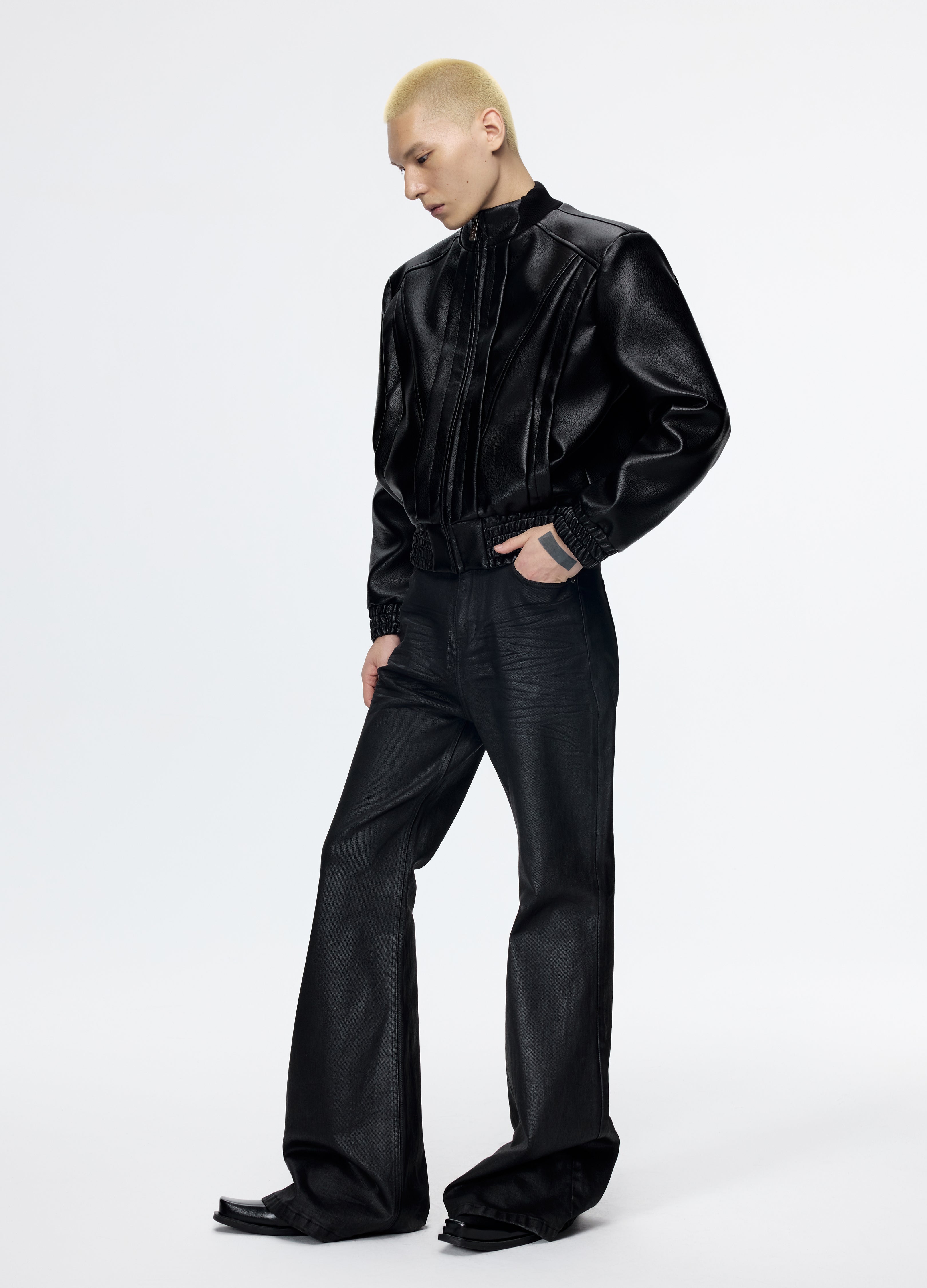 25FW DECONSTRUCT LEATHER BIKER JACKET