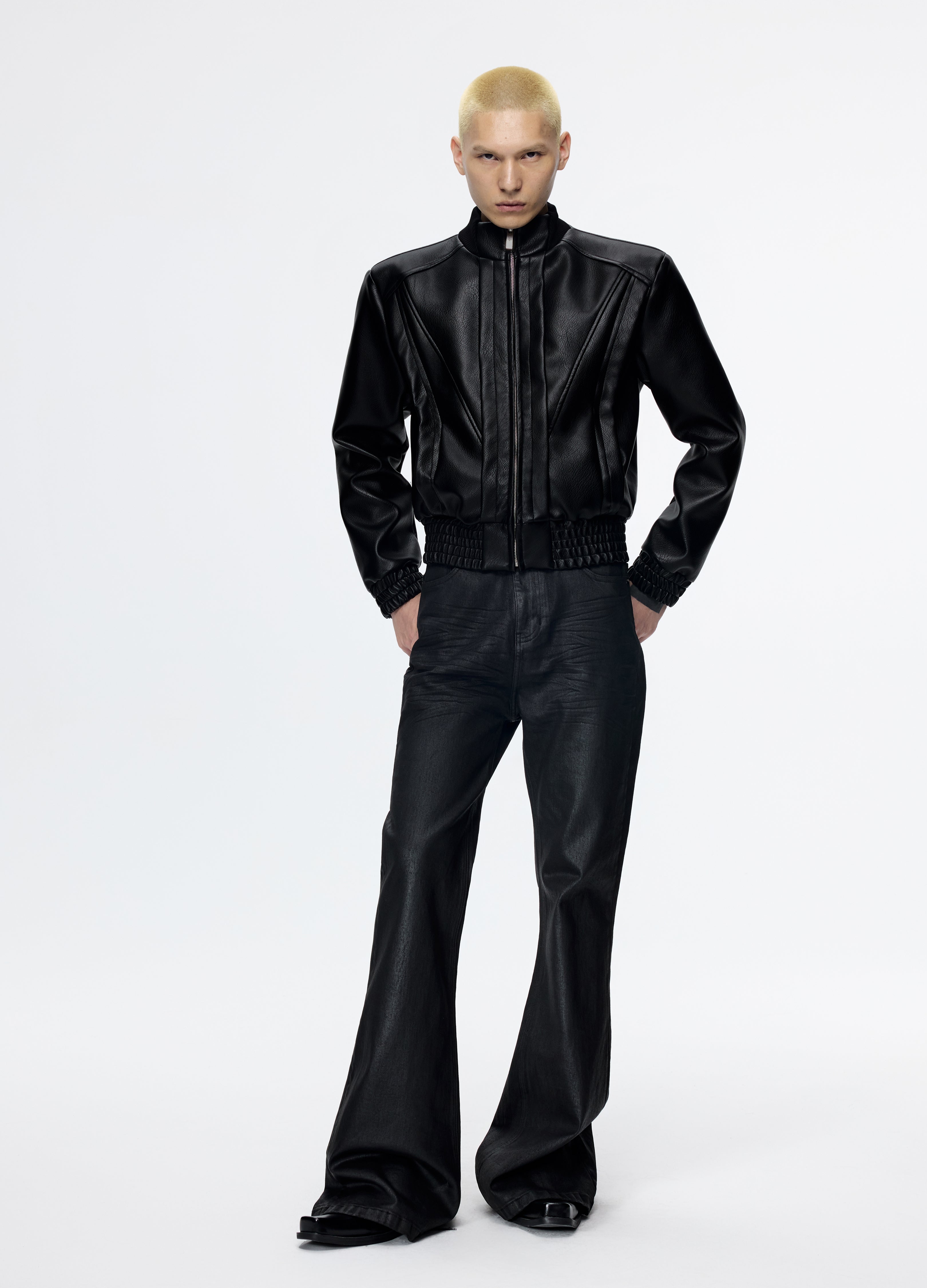 25FW DECONSTRUCT LEATHER BIKER JACKET