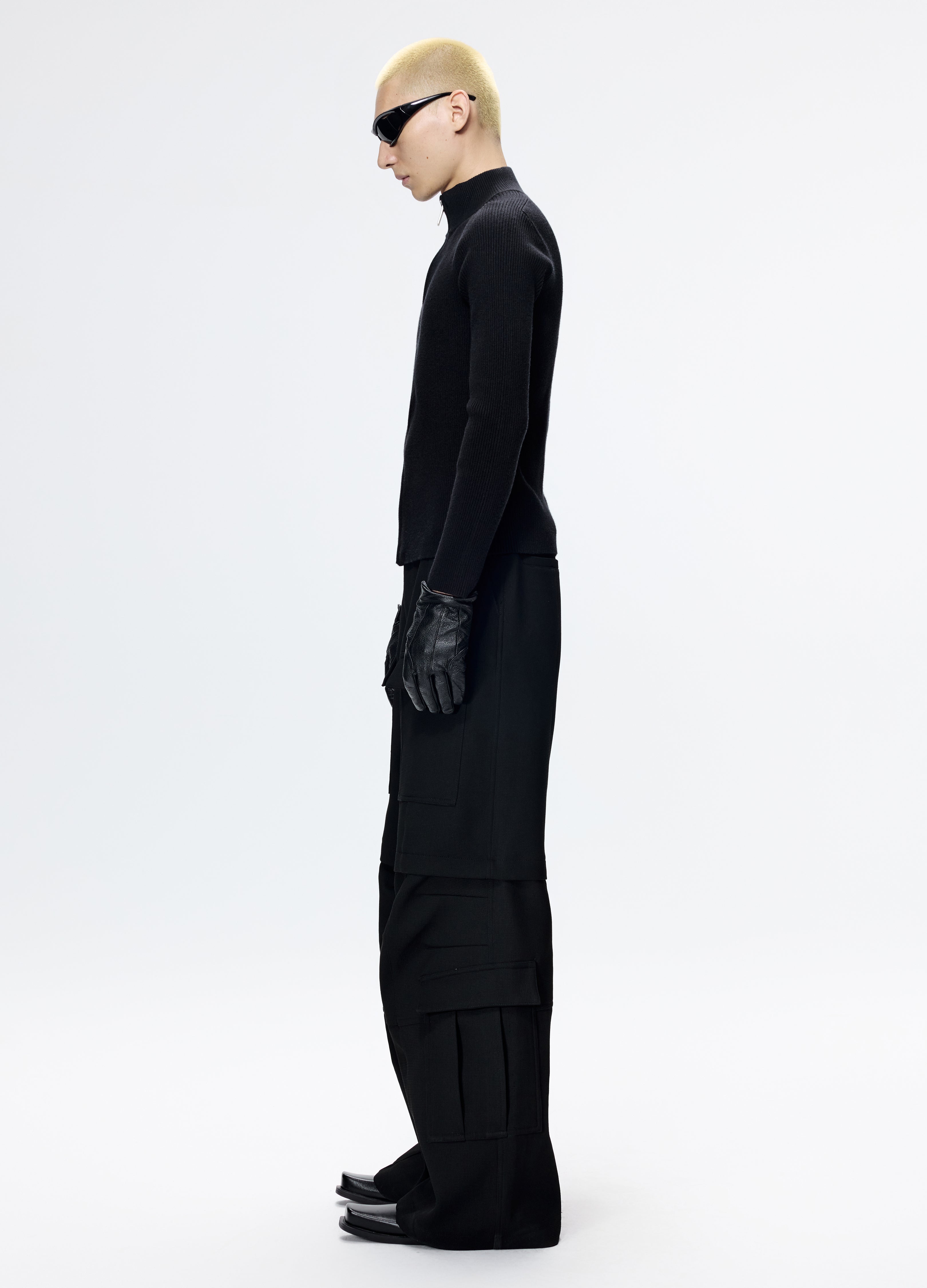 25FW FITTED BLACK KNIT CARDIGAN