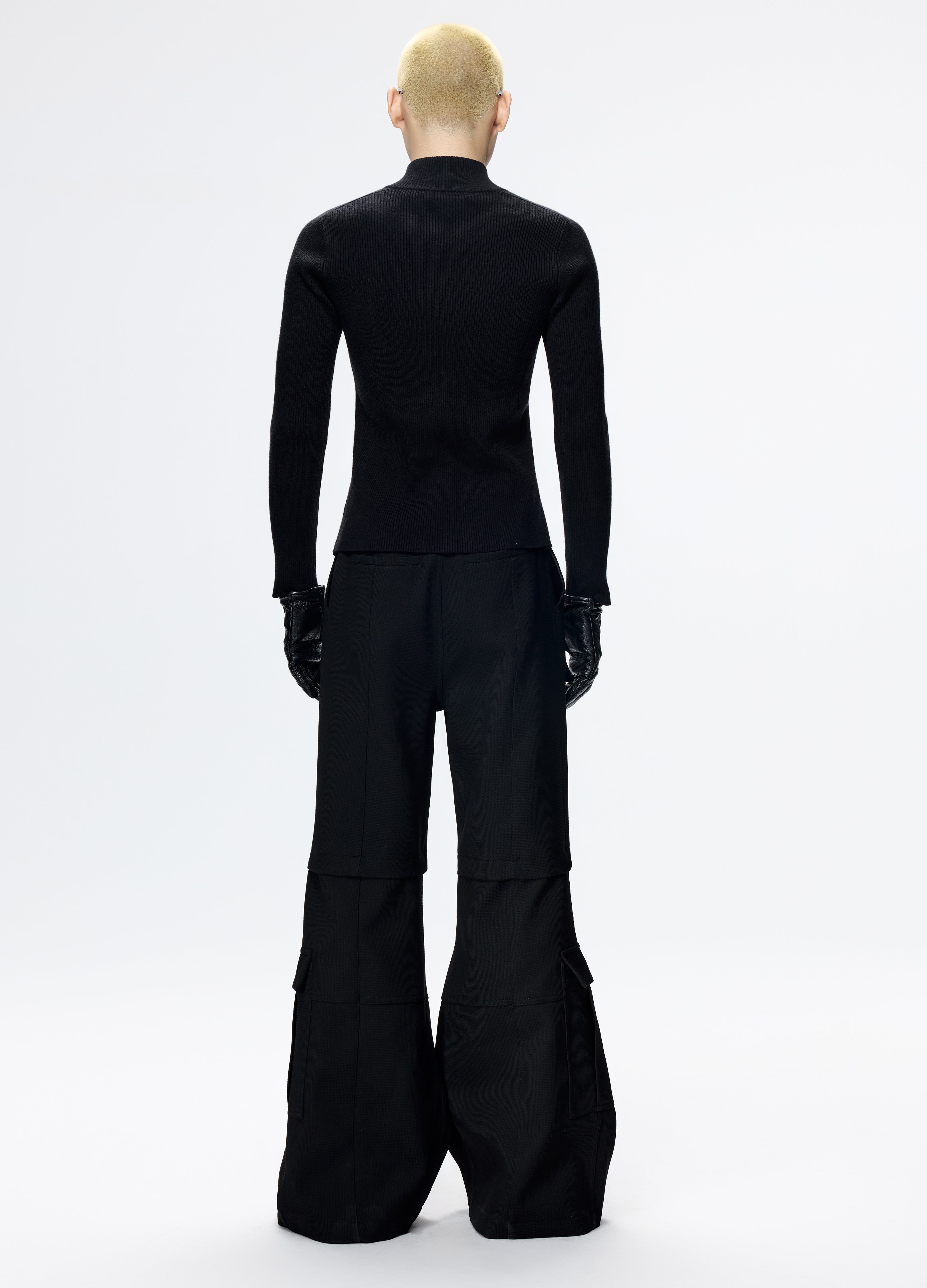 25FW FITTED BLACK KNIT CARDIGAN