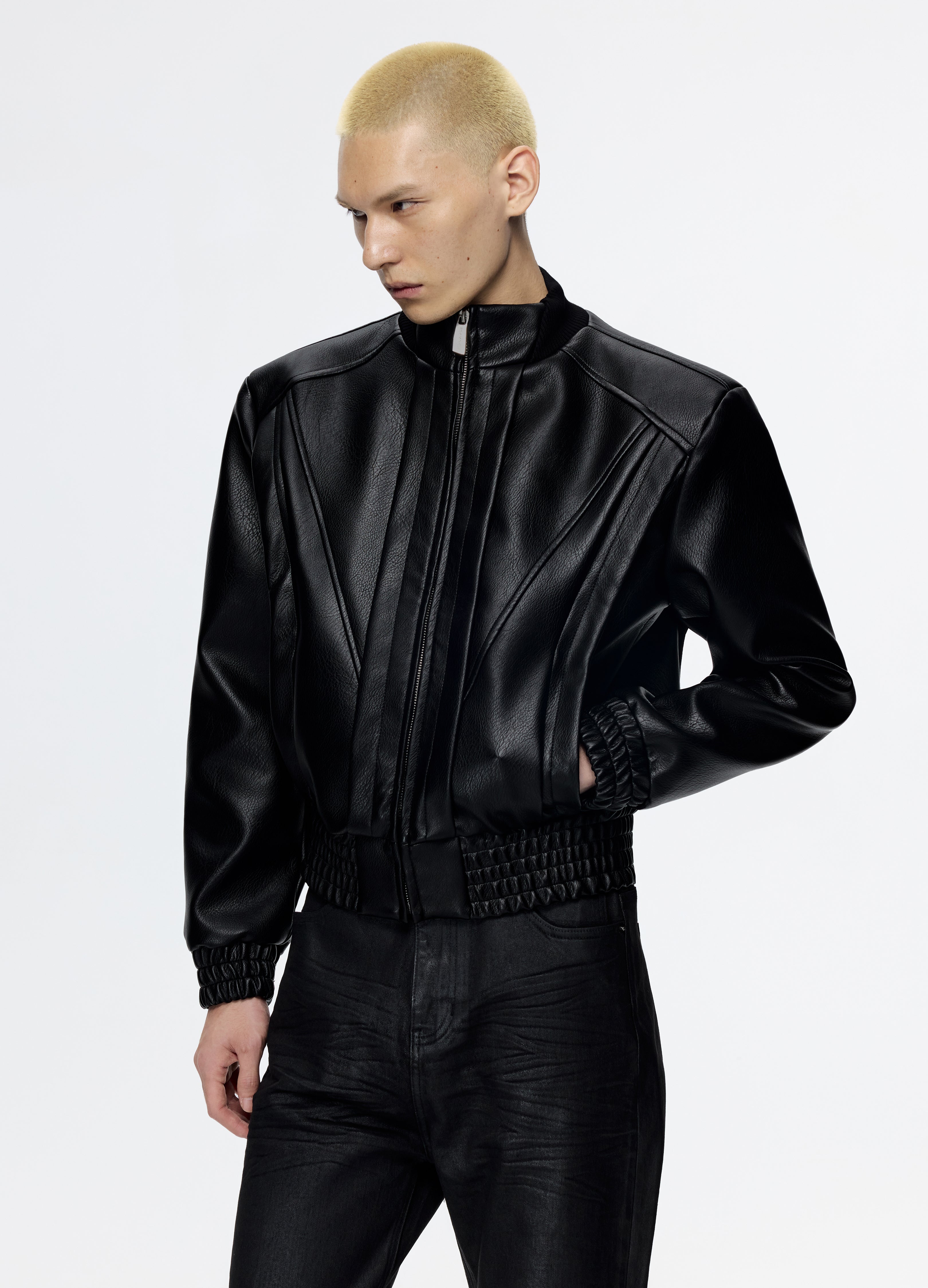 25FW DECONSTRUCT LEATHER BIKER JACKET