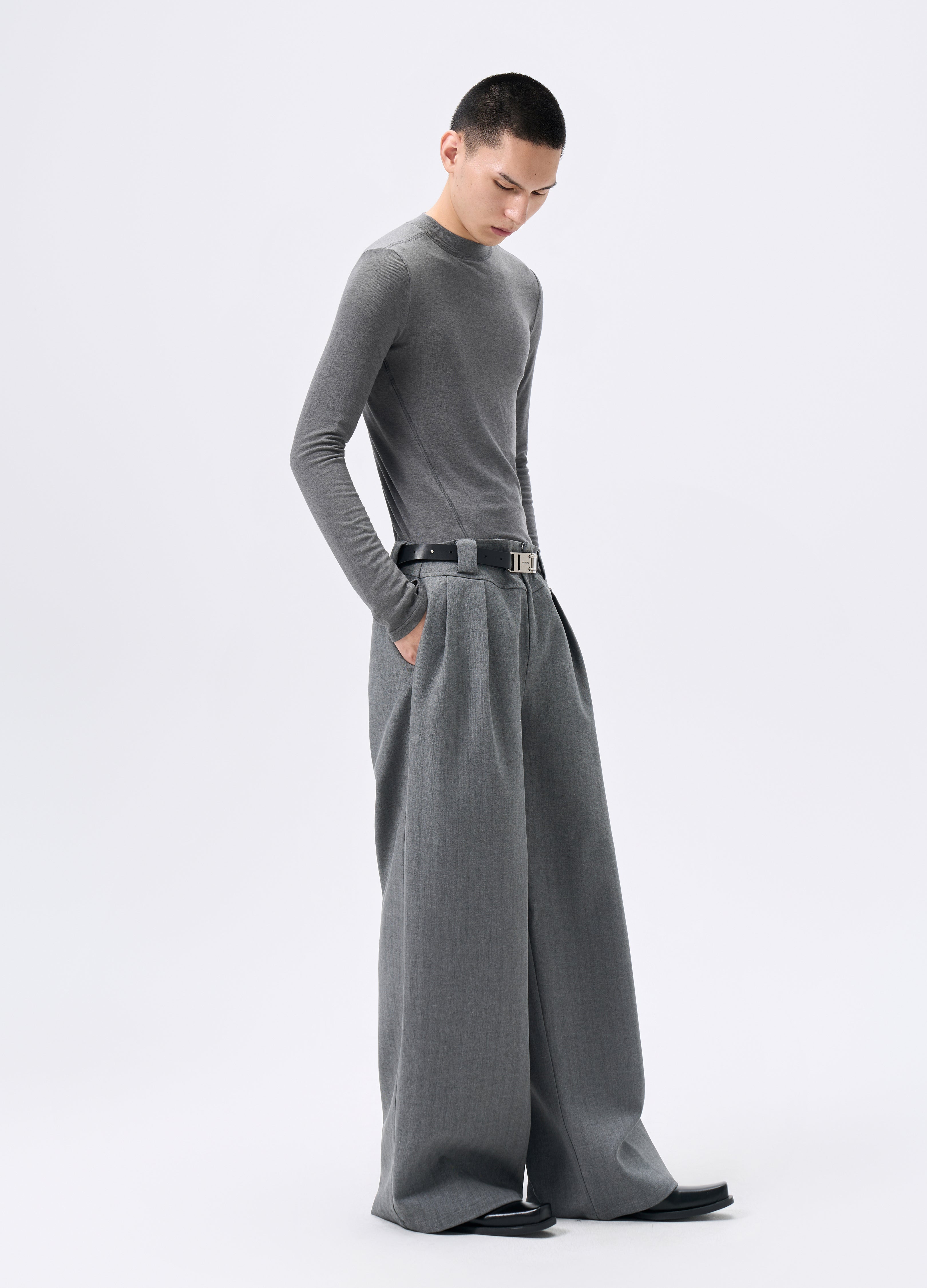 25FW STRIPED LYOCELL WIDE TROUSERS