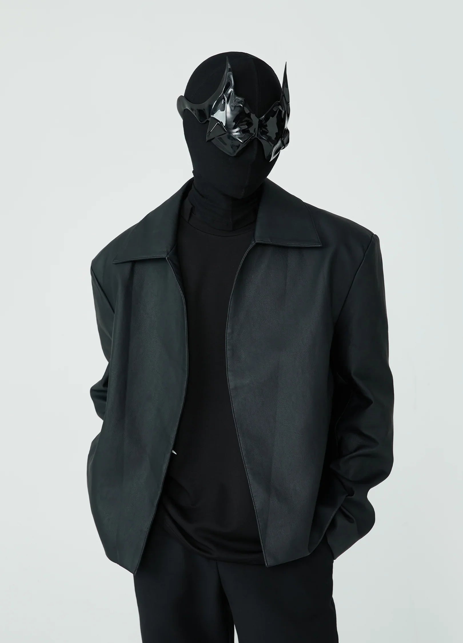 23SS Noir Minimalist Leather Jacket
