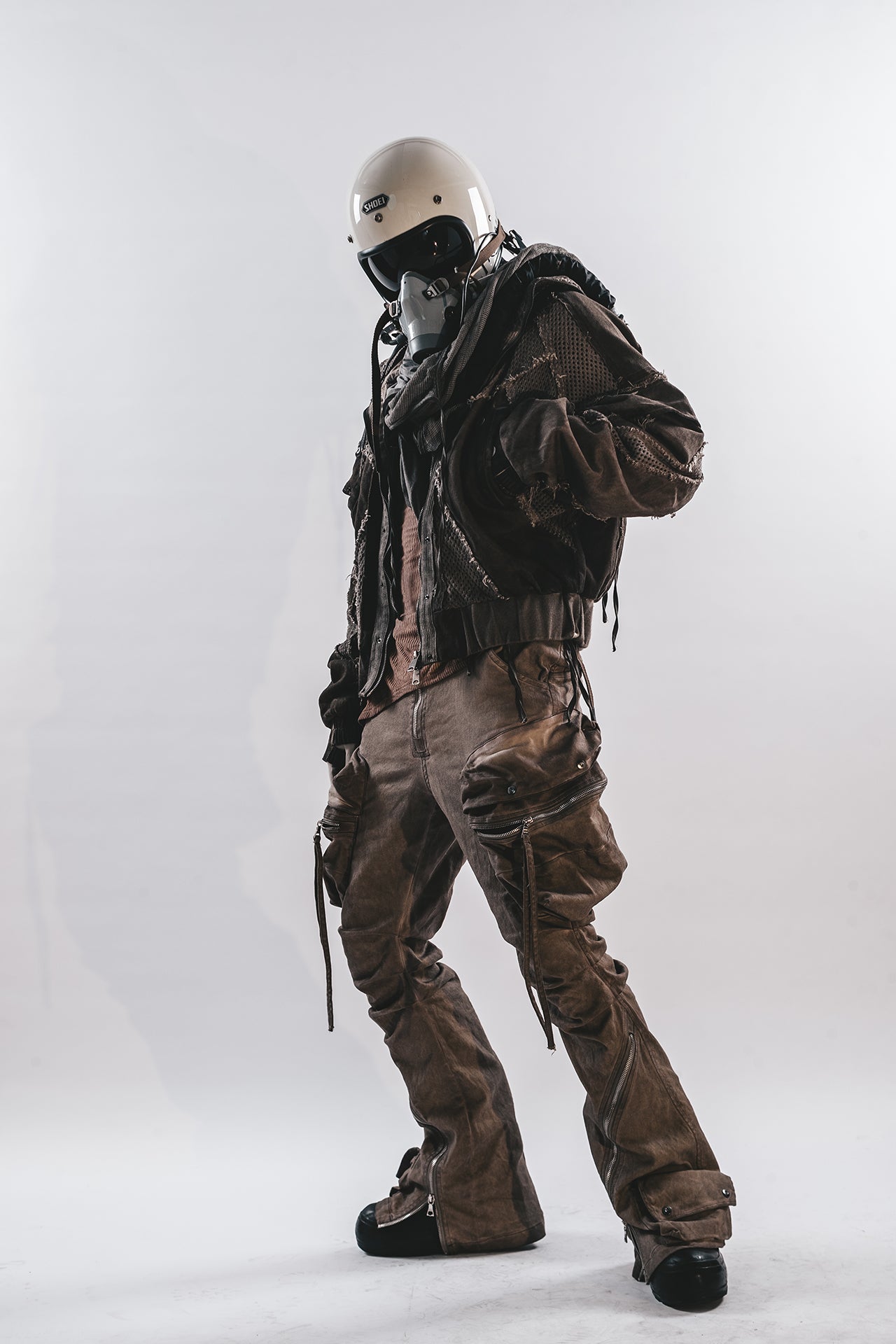 DRKLEI ZIP ARC STACKED PANTS