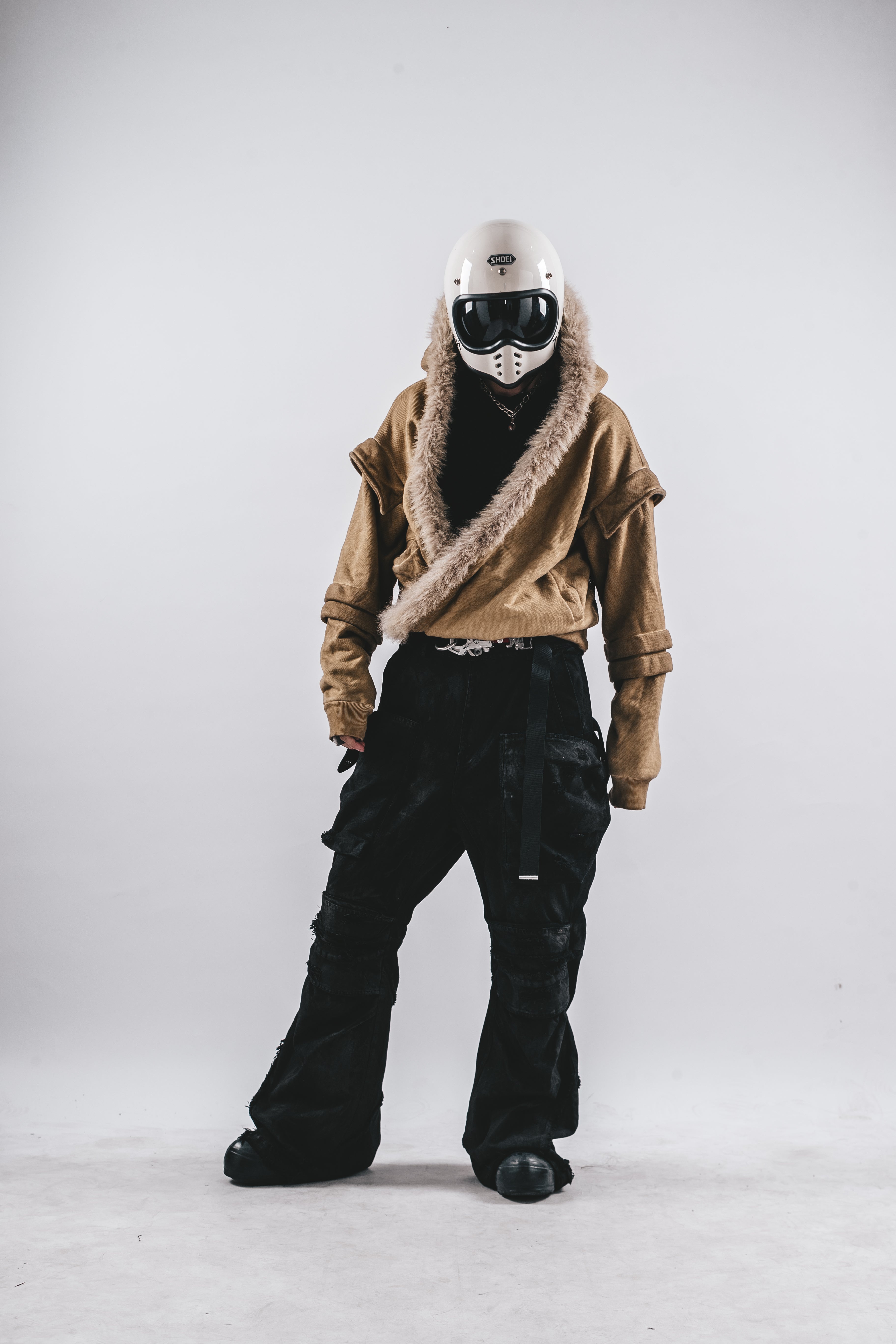 DRKLEI WASHED WAFFLE FUR HOODIE