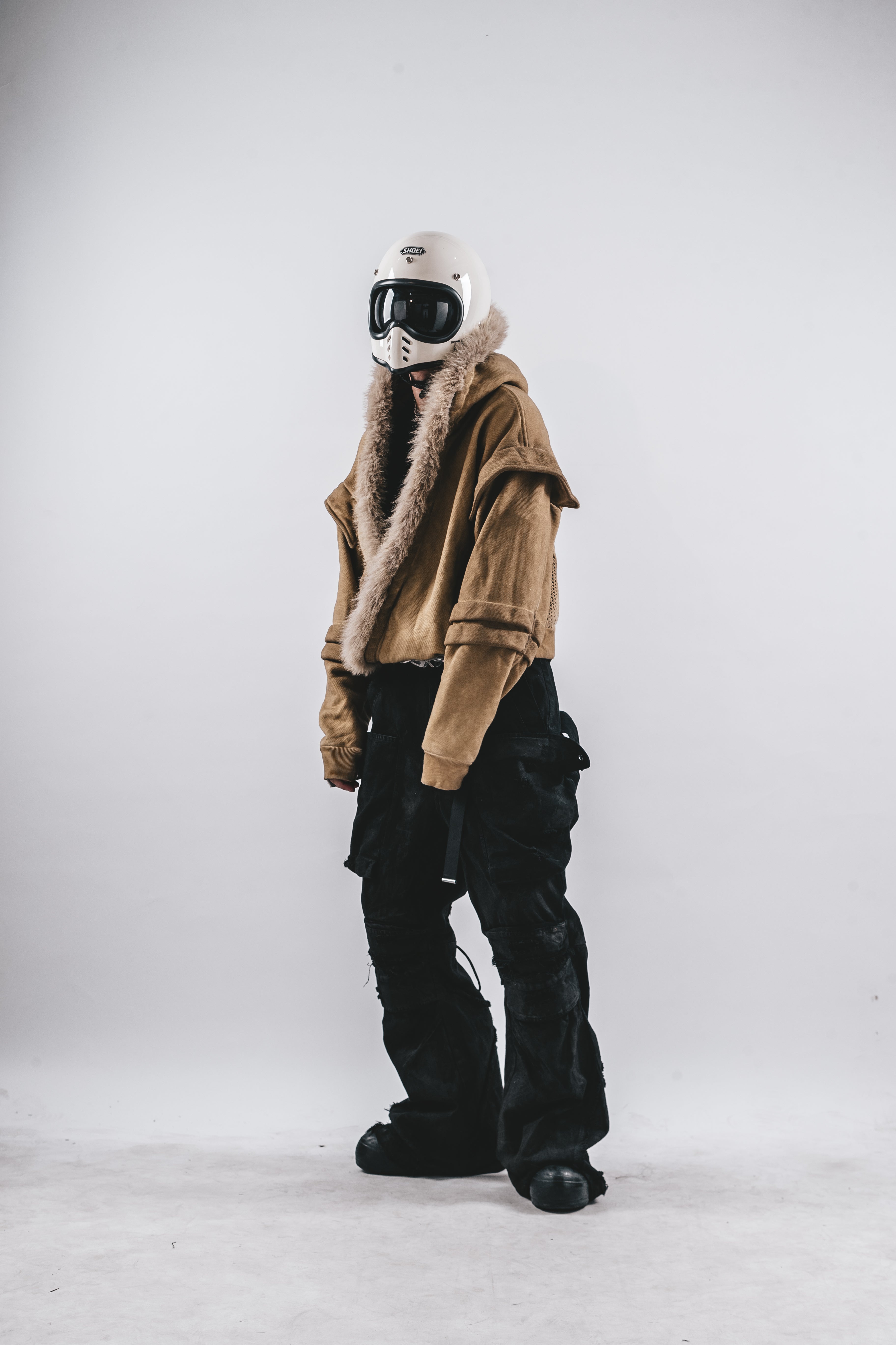 DRKLEI WASHED WAFFLE FUR HOODIE