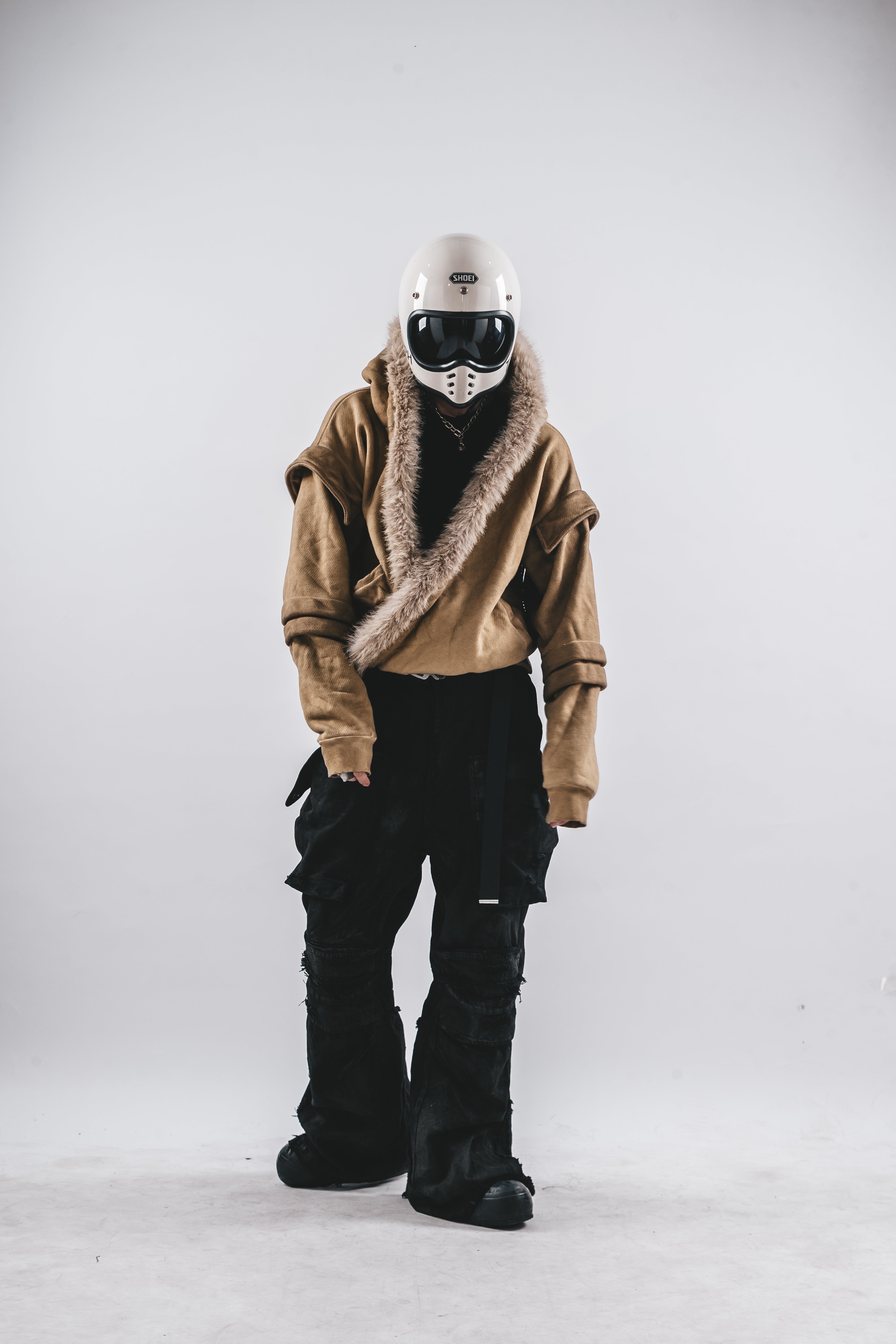 DRKLEI WASHED WAFFLE FUR HOODIE