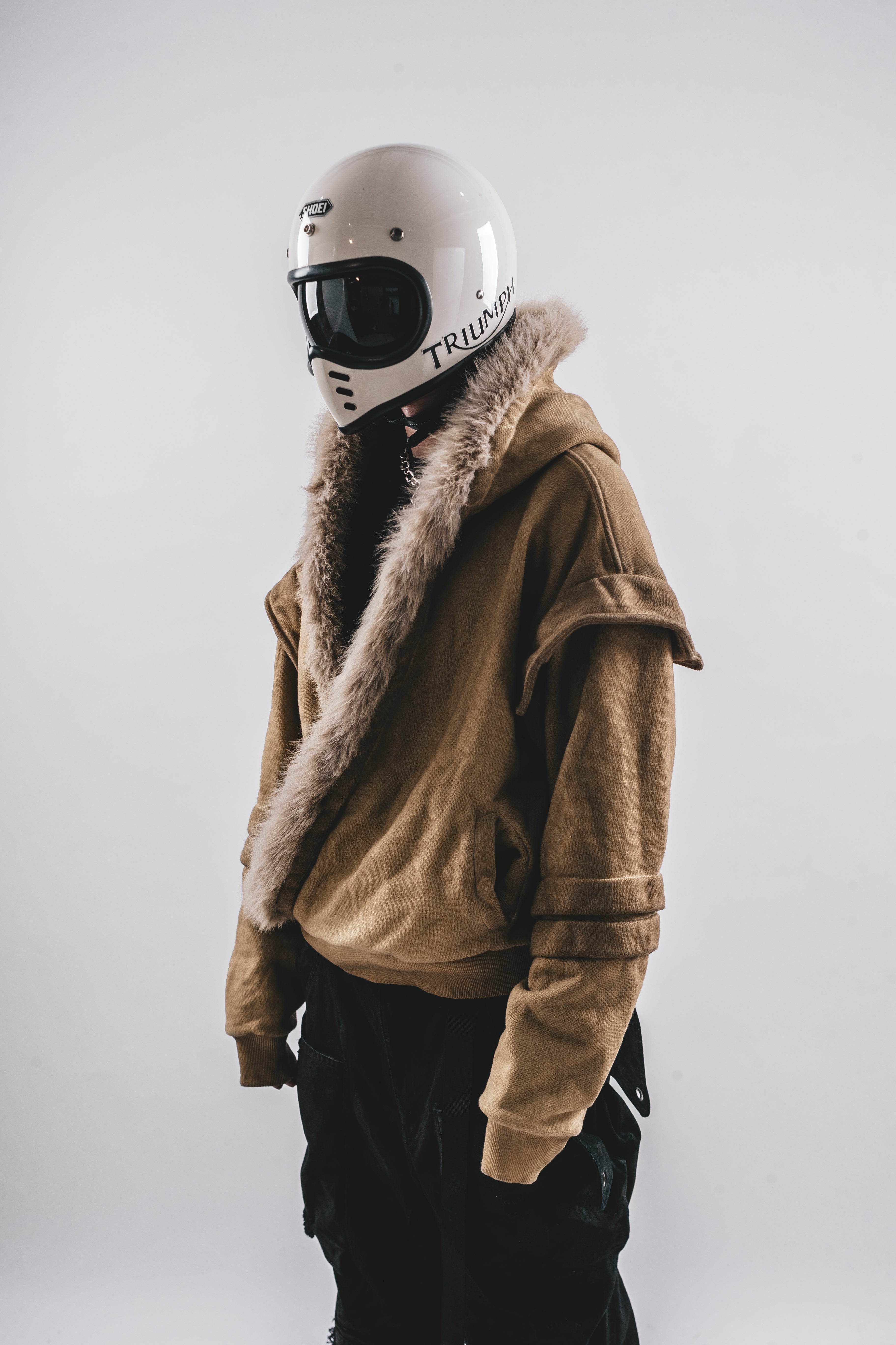 DRKLEI WASHED WAFFLE FUR HOODIE