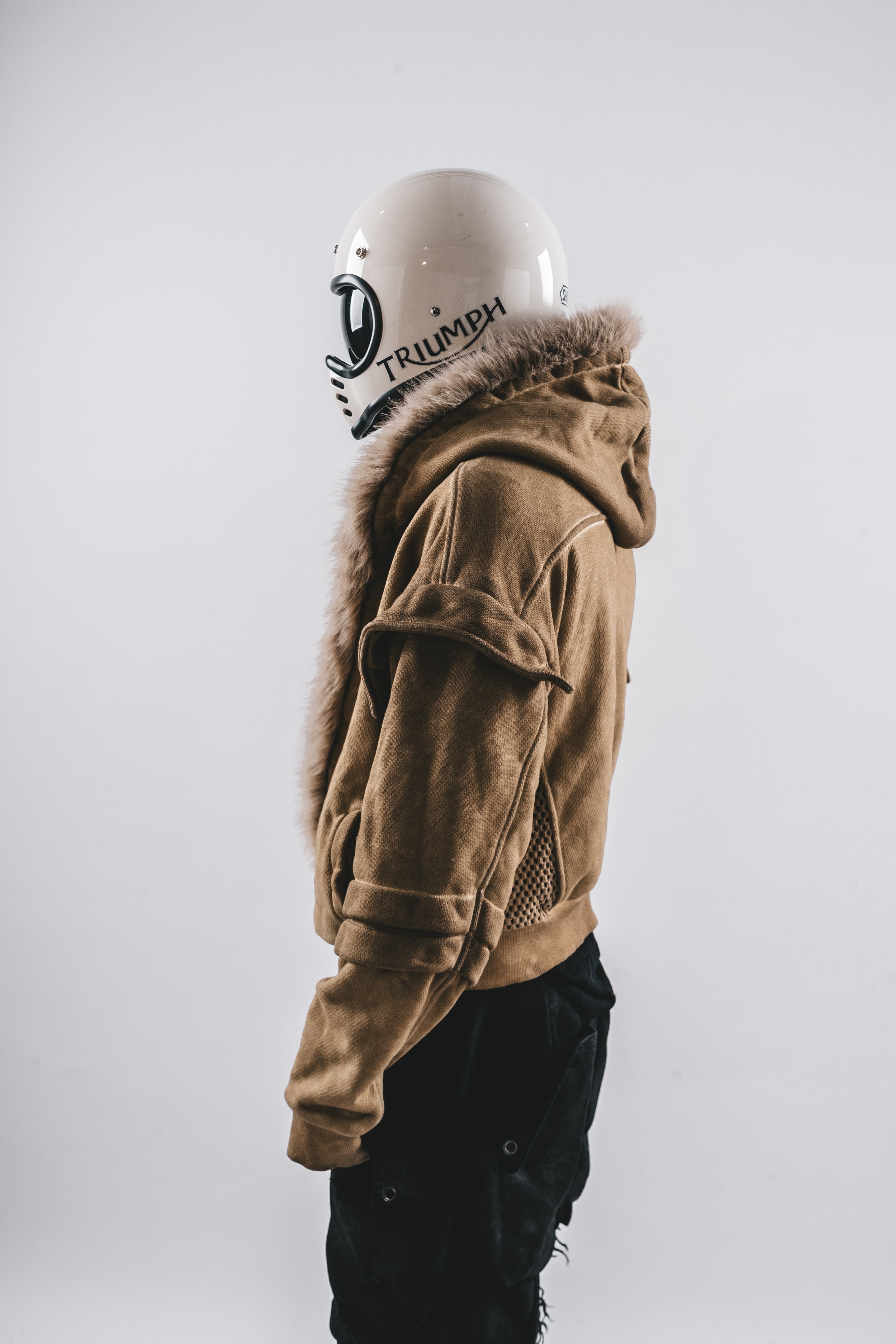 DRKLEI WASHED WAFFLE FUR HOODIE