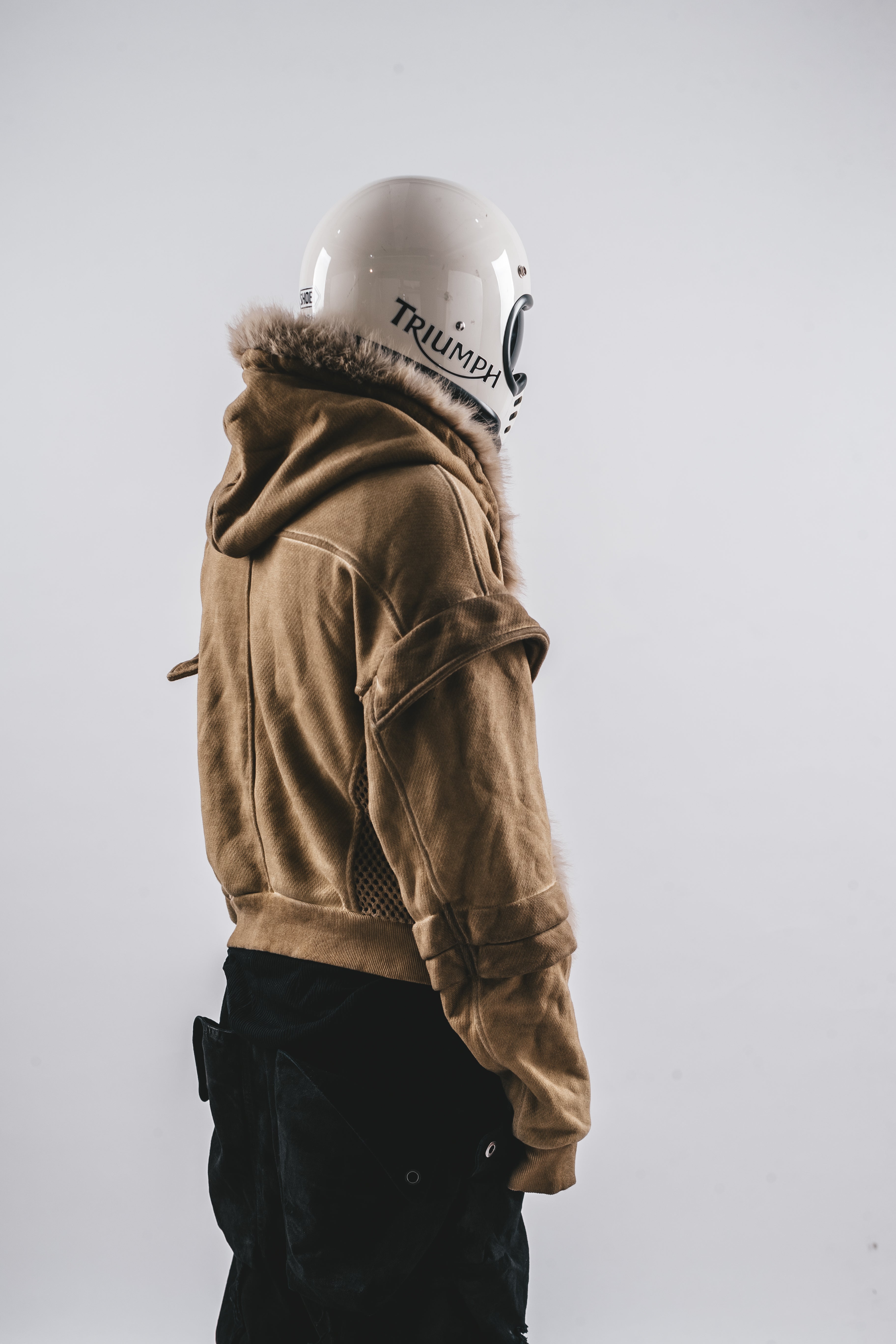 DRKLEI WASHED WAFFLE FUR HOODIE