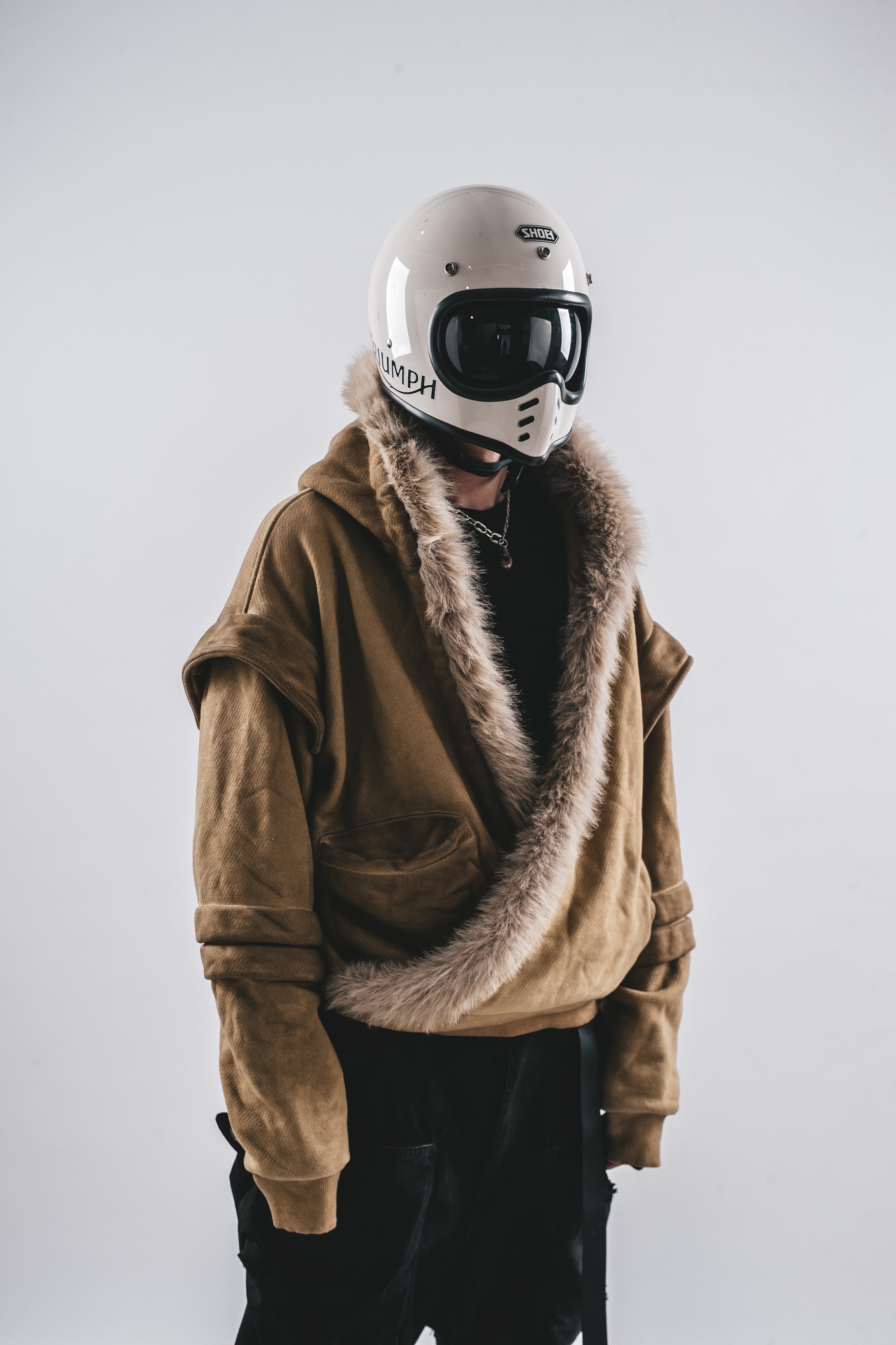 DRKLEI WASHED WAFFLE FUR HOODIE