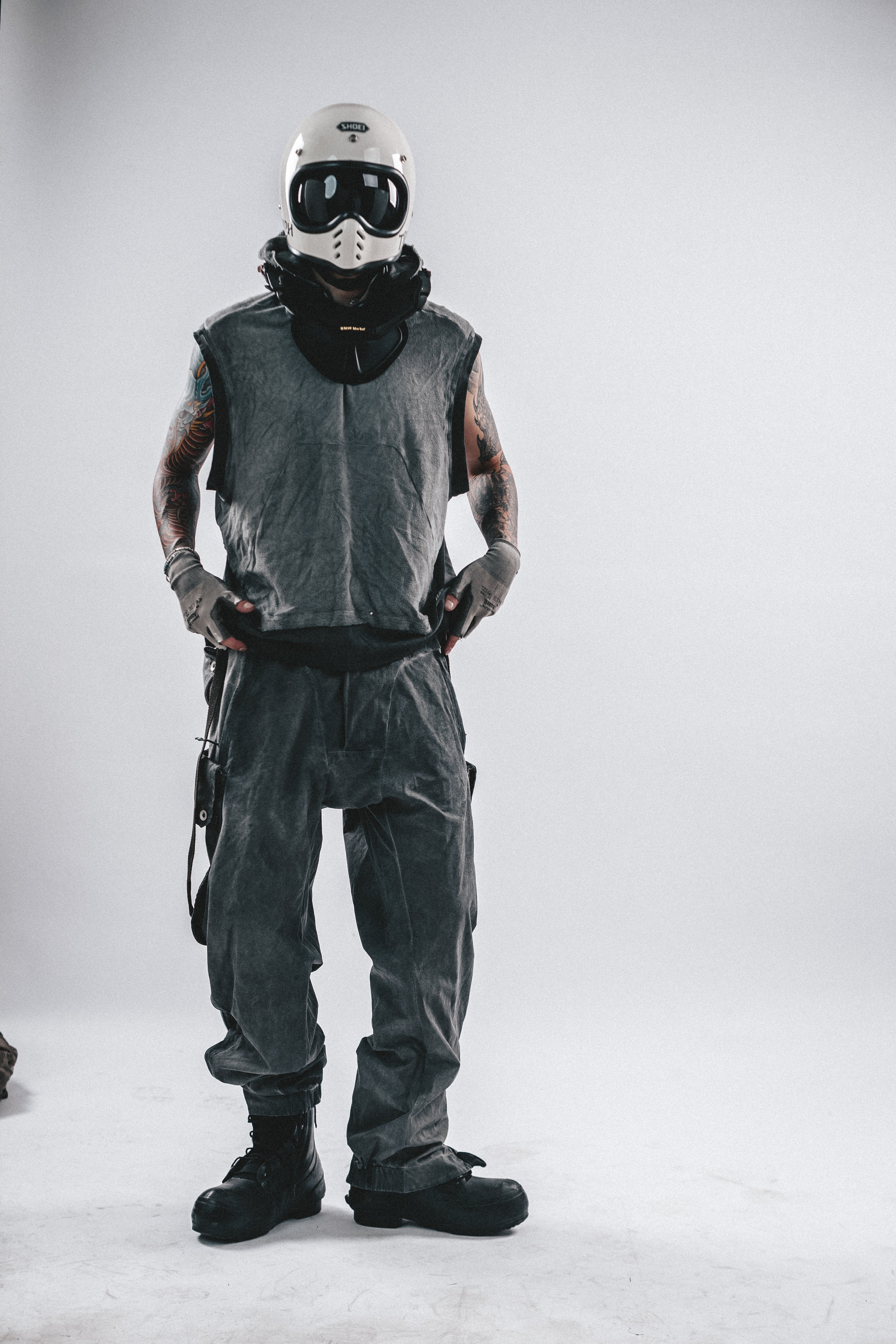 DRKLEI HOODED FRAY PATCHED TEE