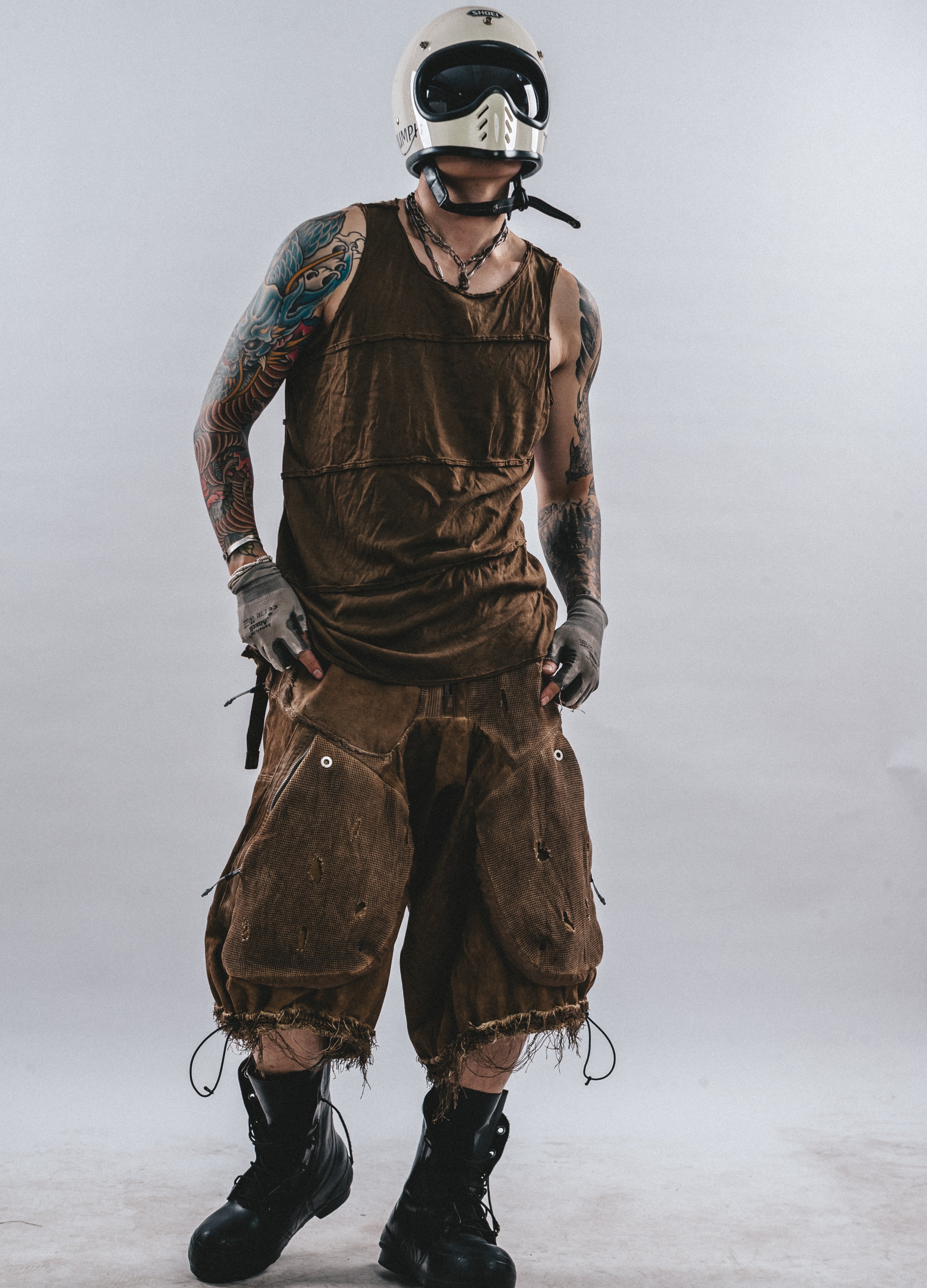 DRKLEI DECONSTRUCT ZIP UTILITY SHORTS