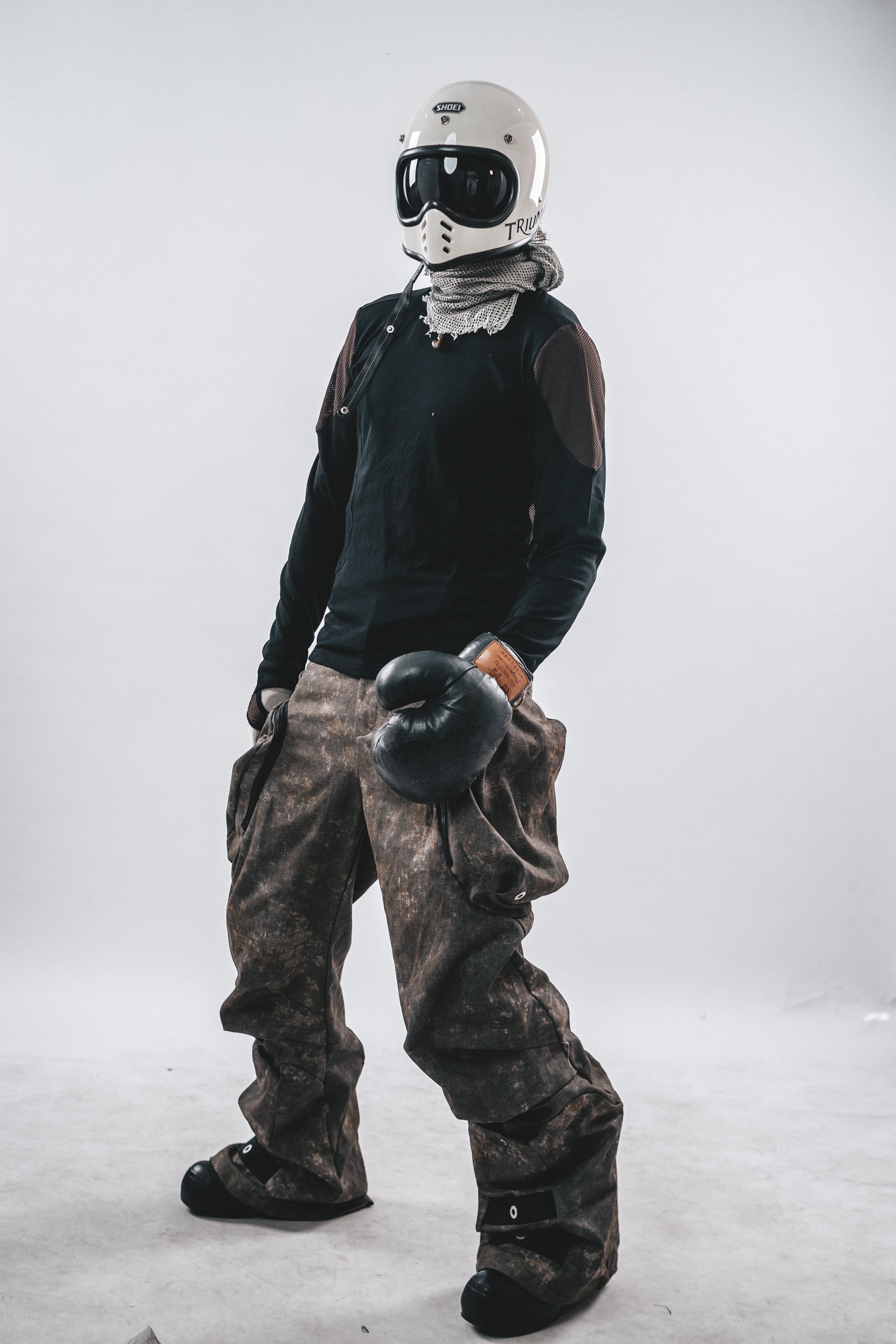 DRKLEI MESH PANEL COTTON LONG TEE