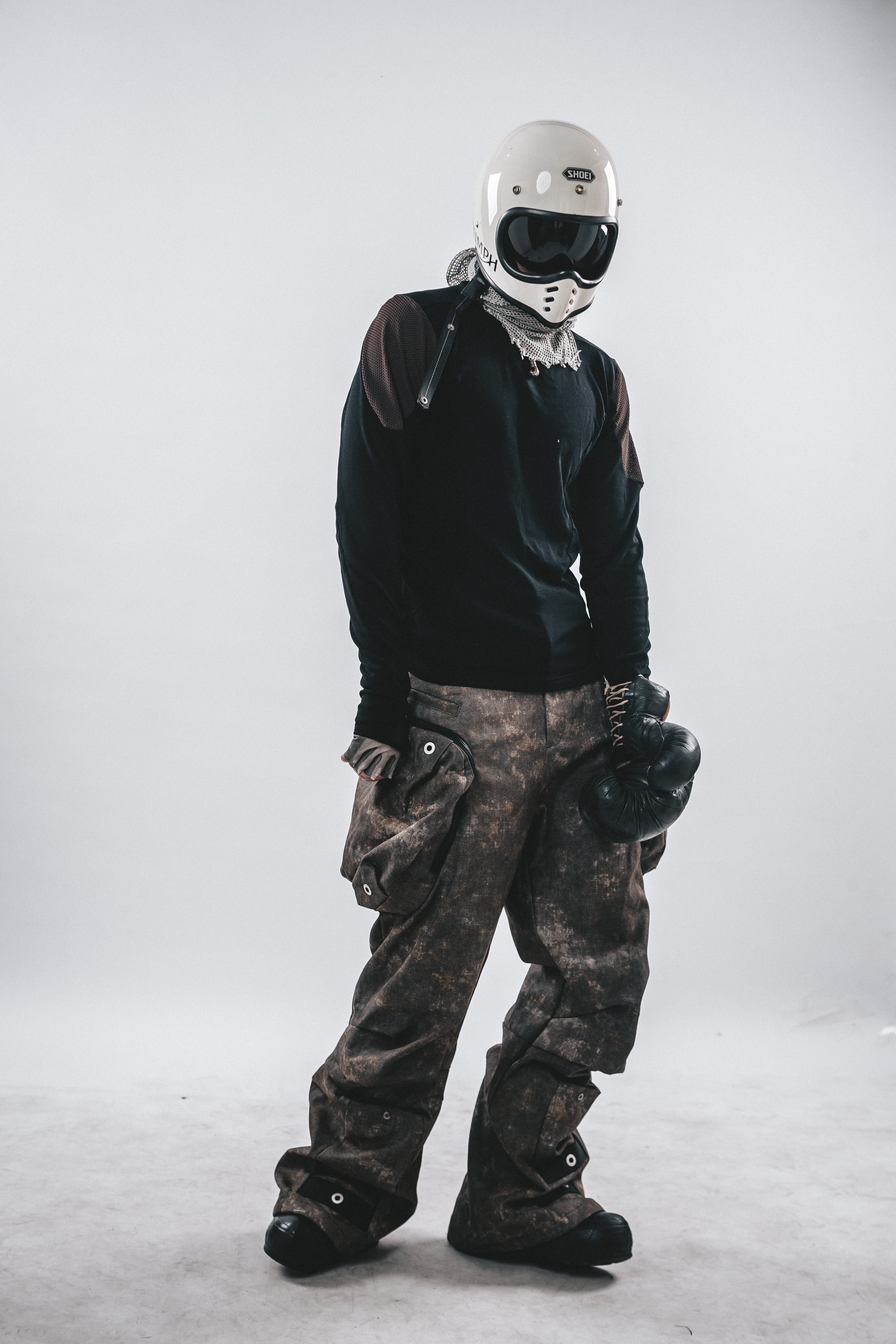 DRKLEI MESH PANEL COTTON LONG TEE