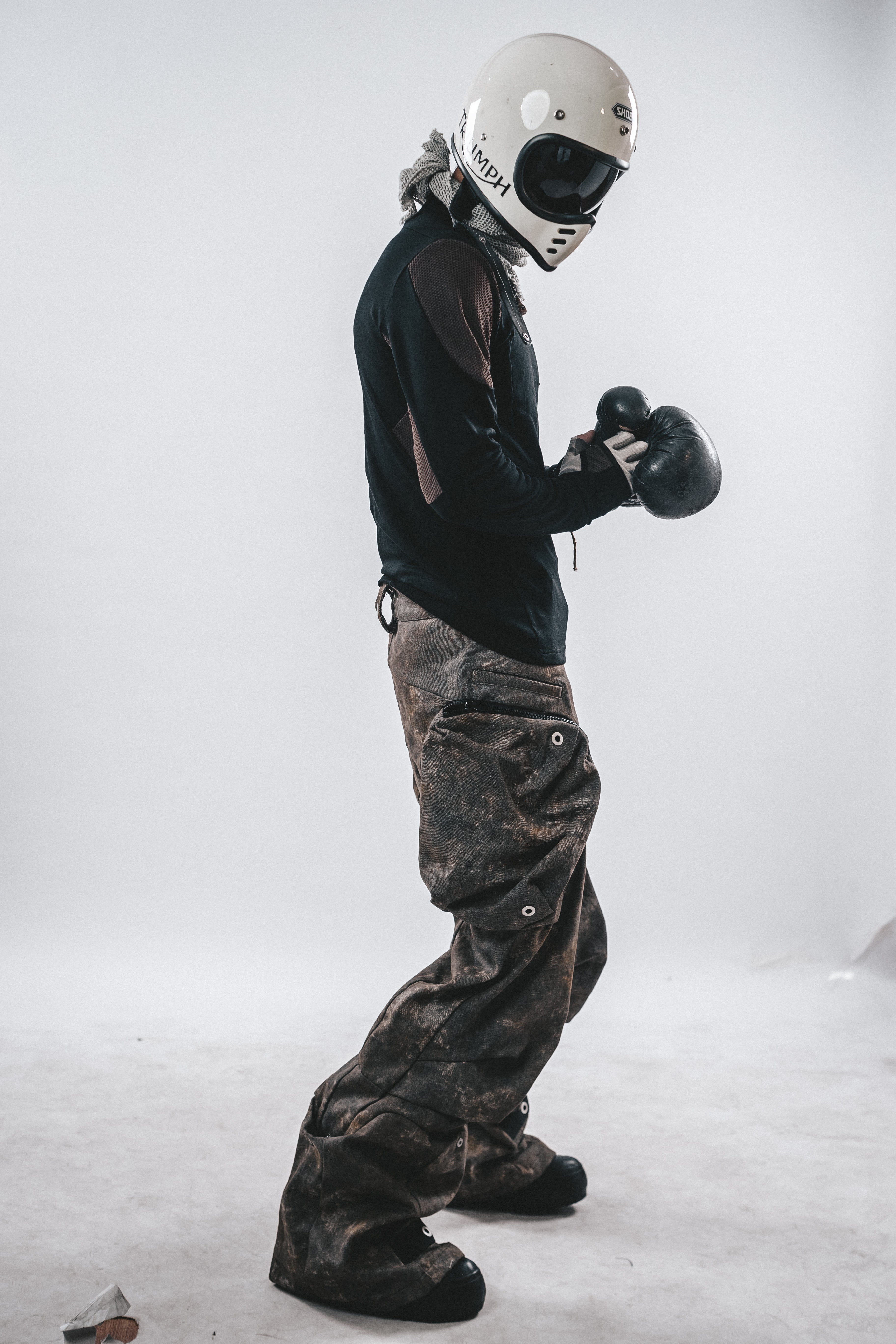 DRKLEI MESH PANEL COTTON LONG TEE