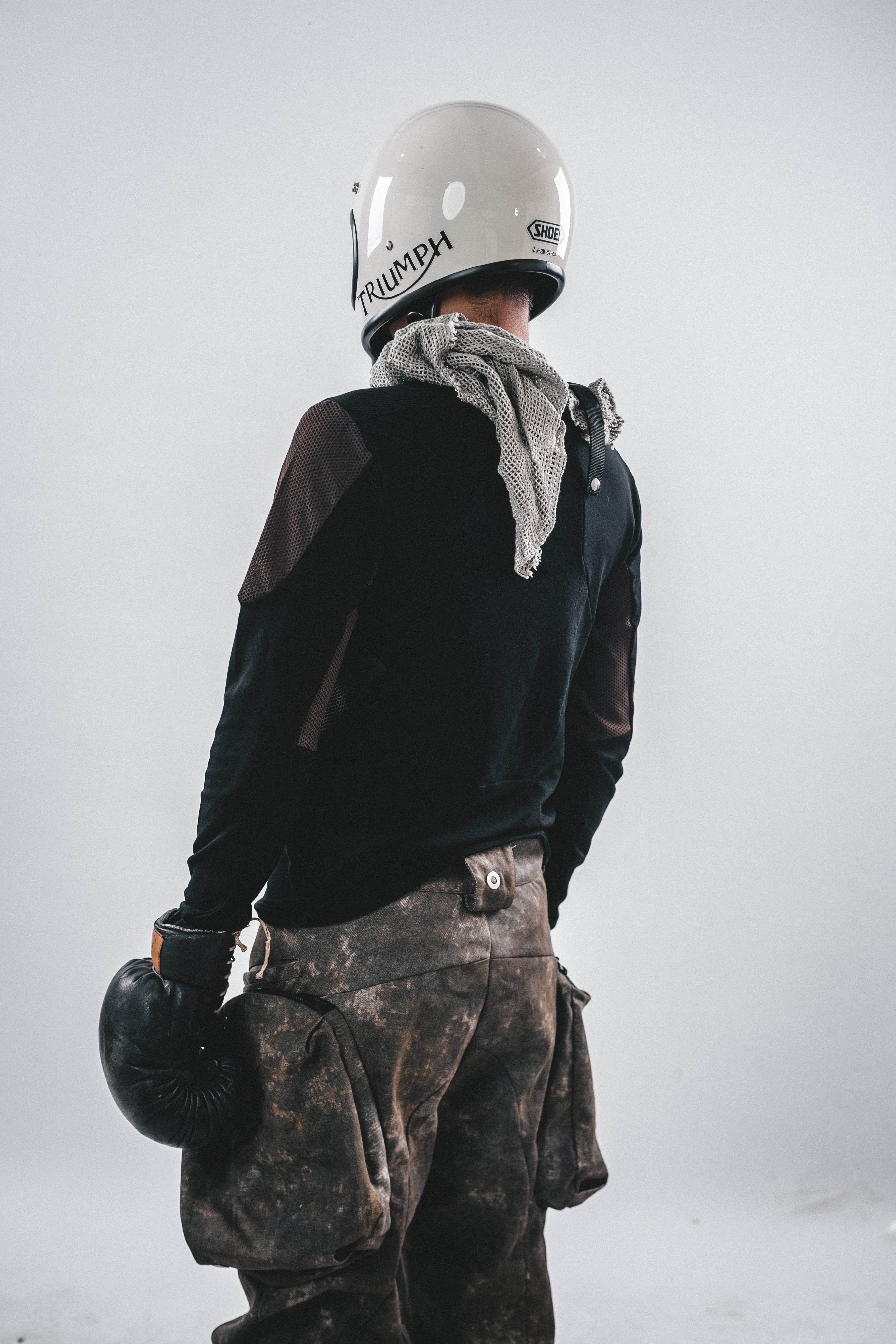 DRKLEI MESH PANEL COTTON LONG TEE