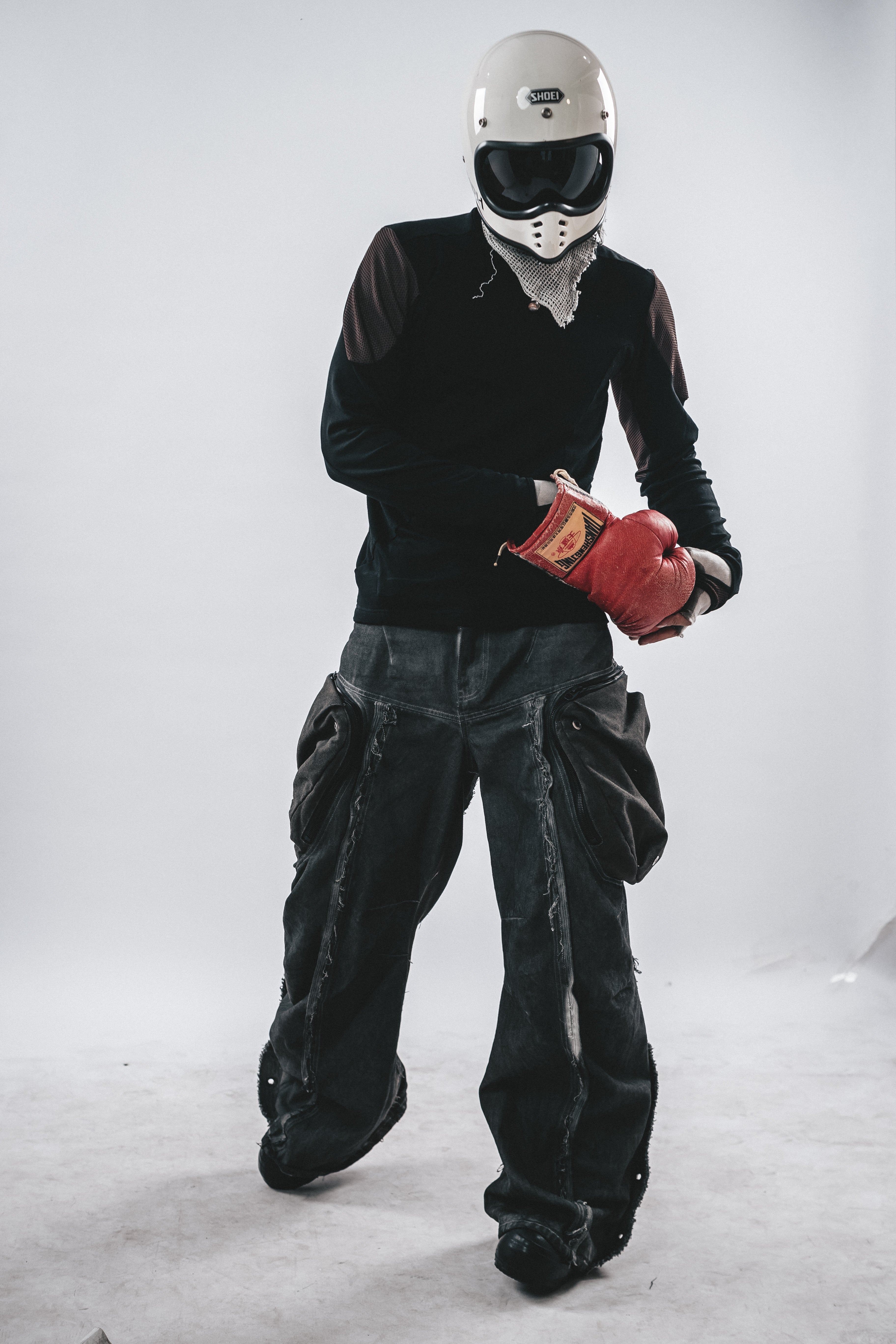 DRKLEI MESH PANEL COTTON LONG TEE