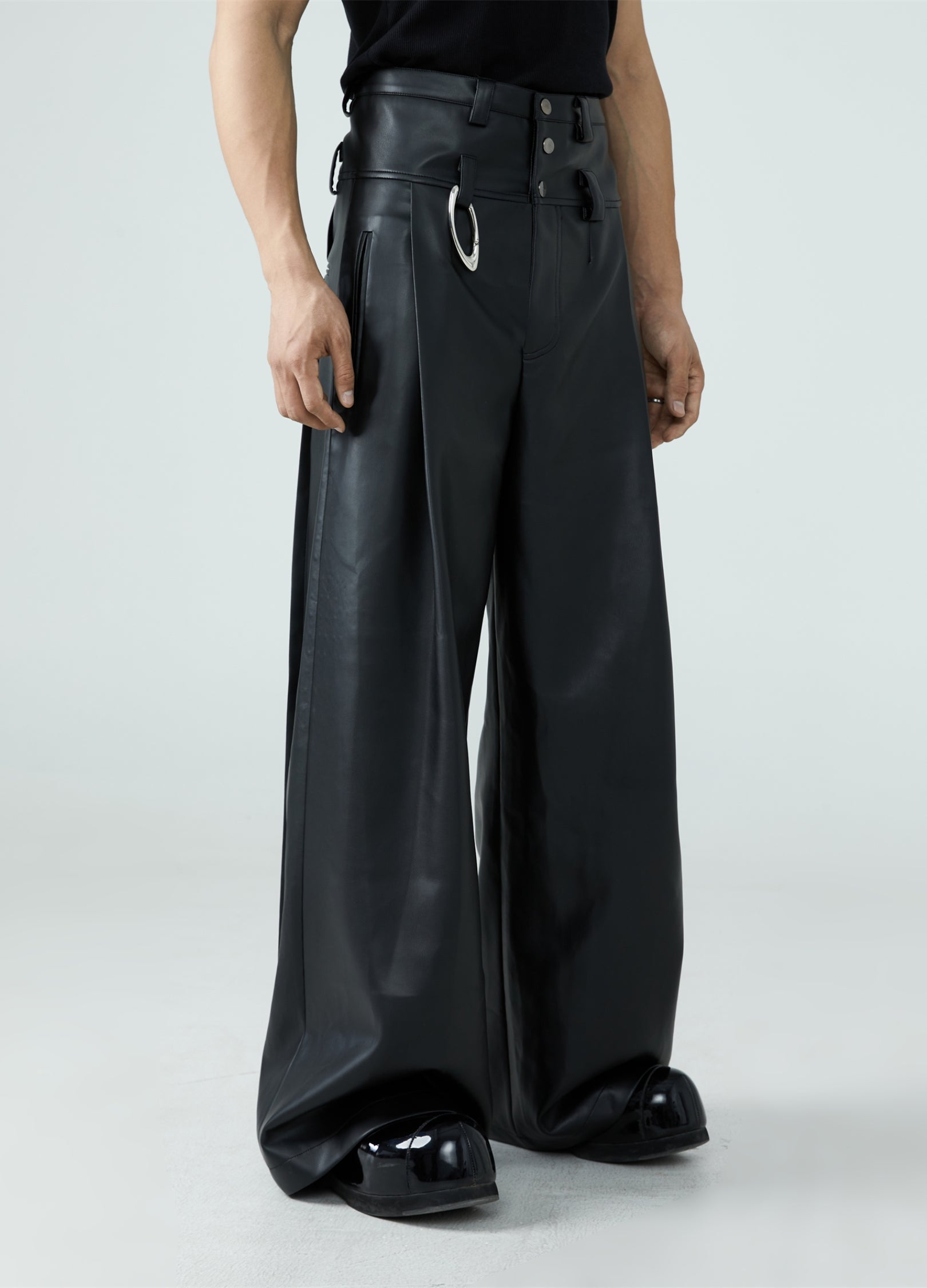 23FW High Waist PU Leather Pants