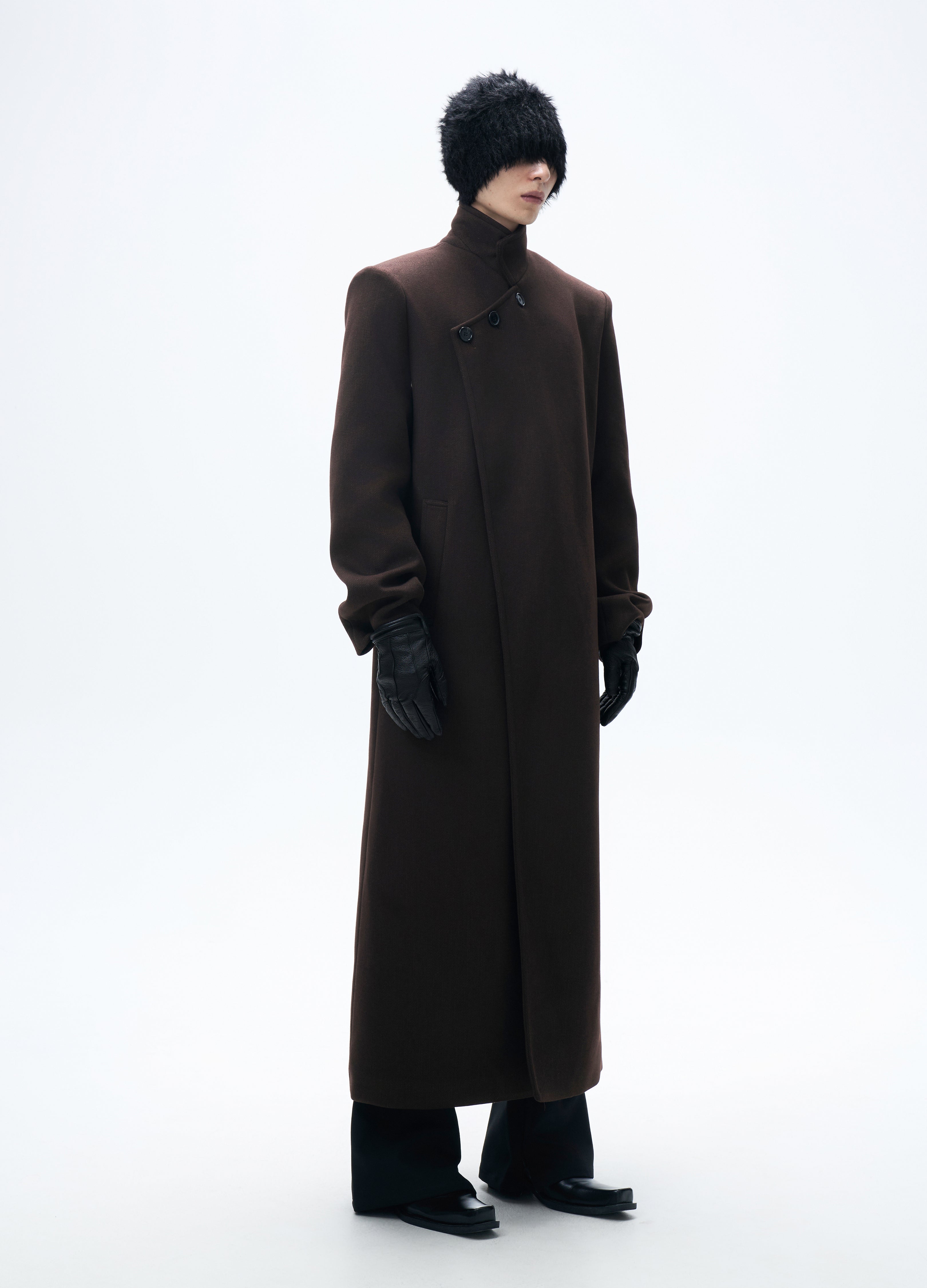 25FW CHESTNUT ASYMMETRIC WOOL COAT