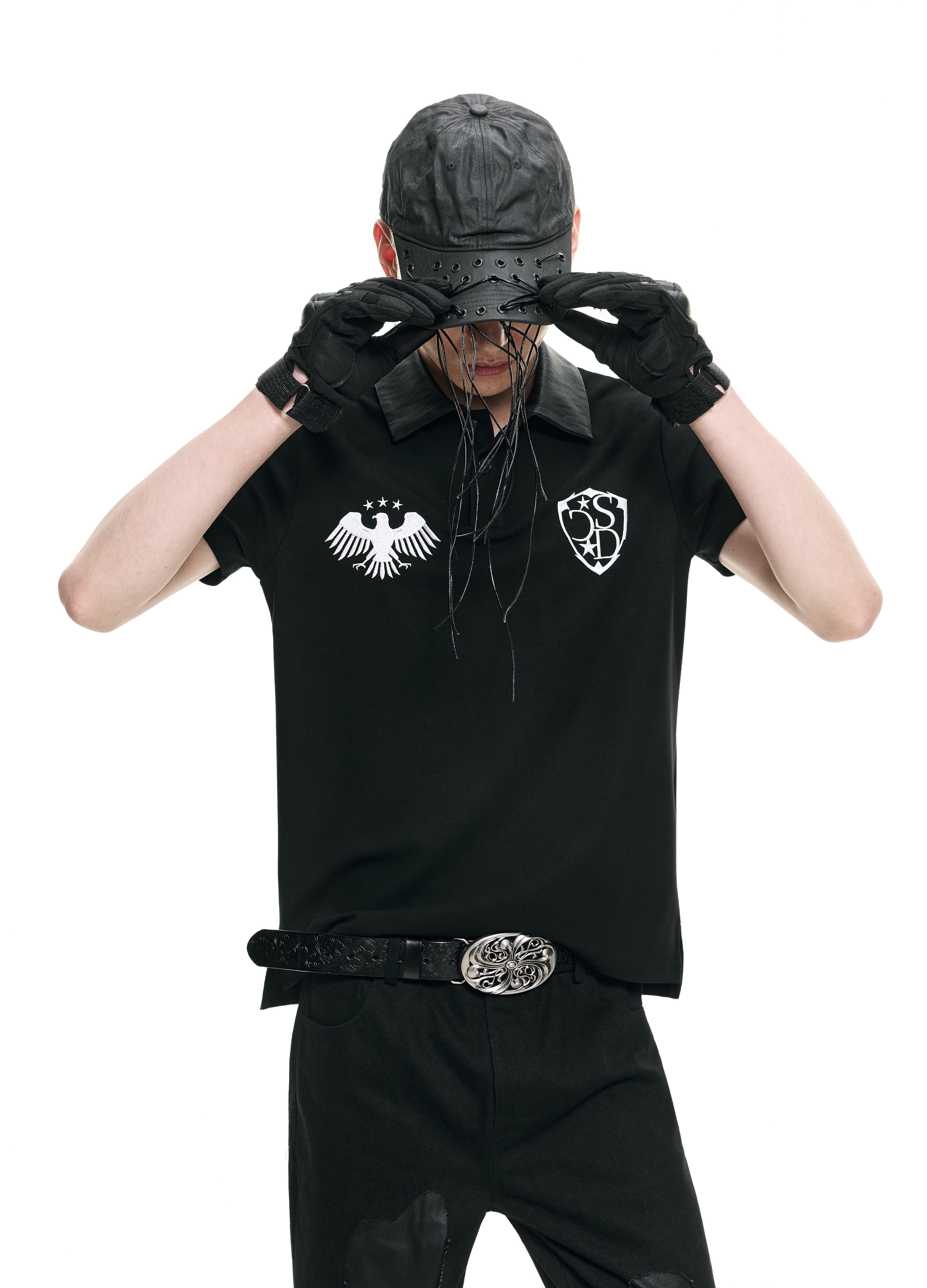 26SS LEATHER COLLAR POLO