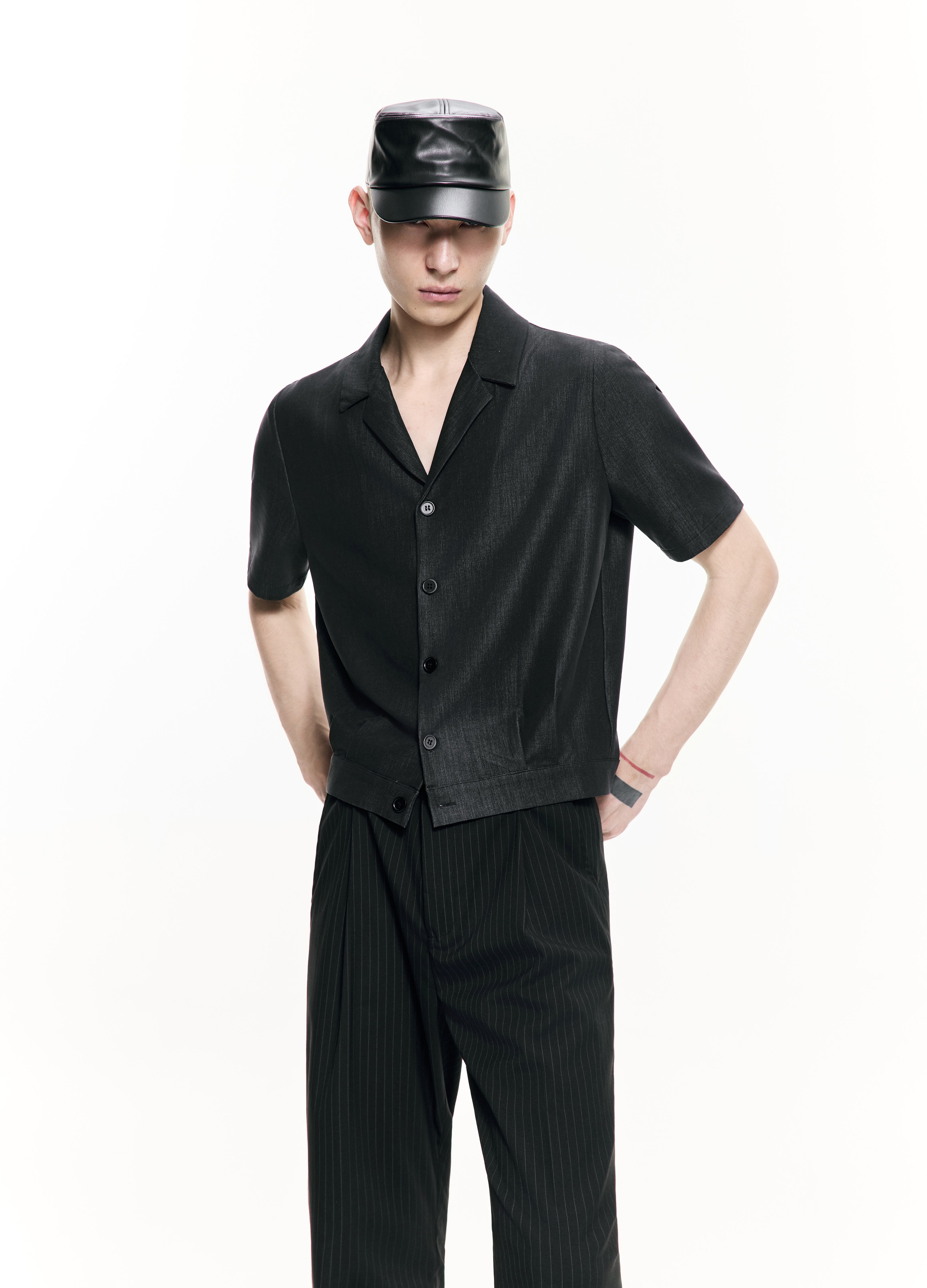 26SS BLACK DRAPE CUBA SHIRT