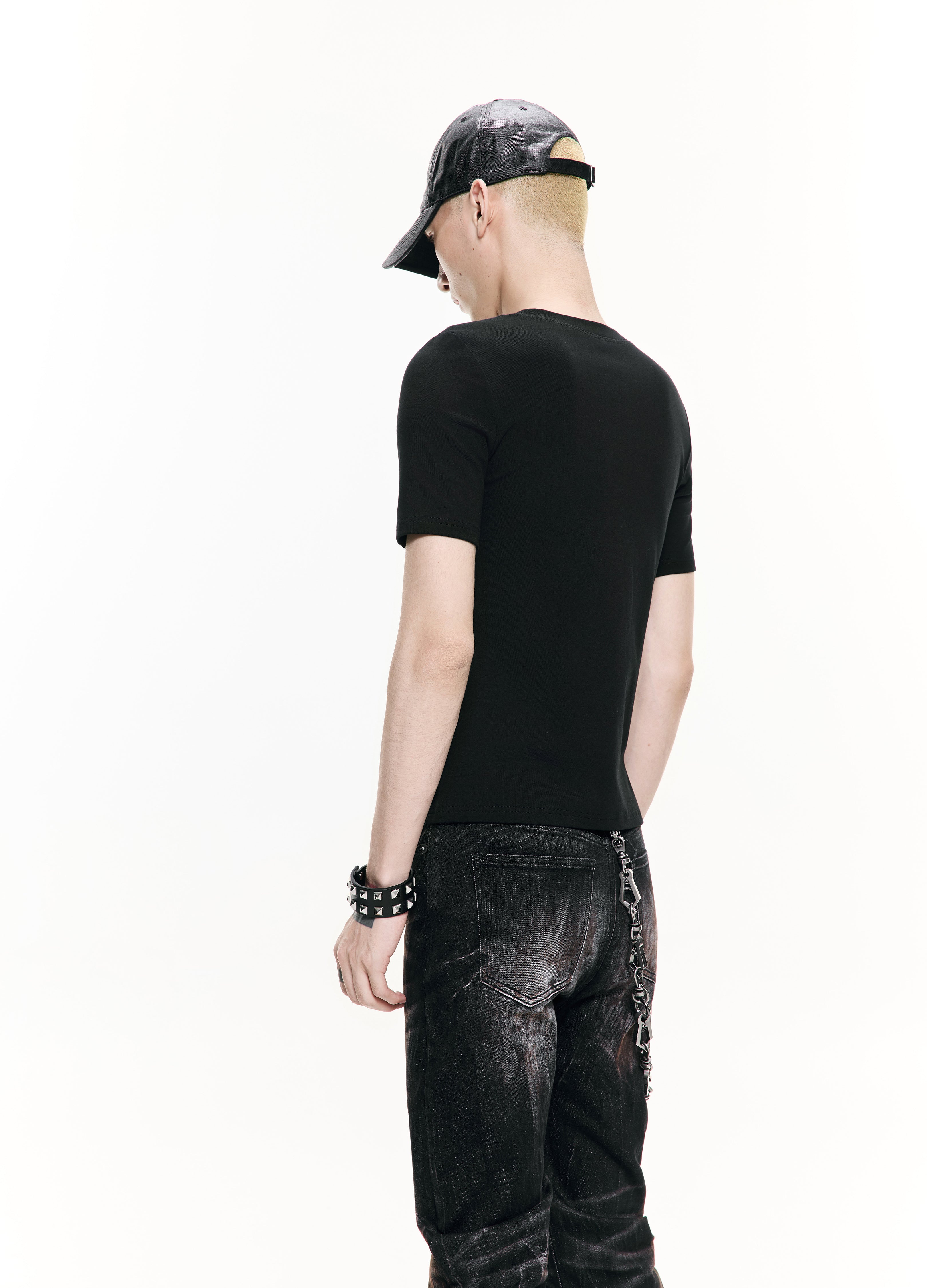 26SS WASHED GRAFFITI CROP TEE