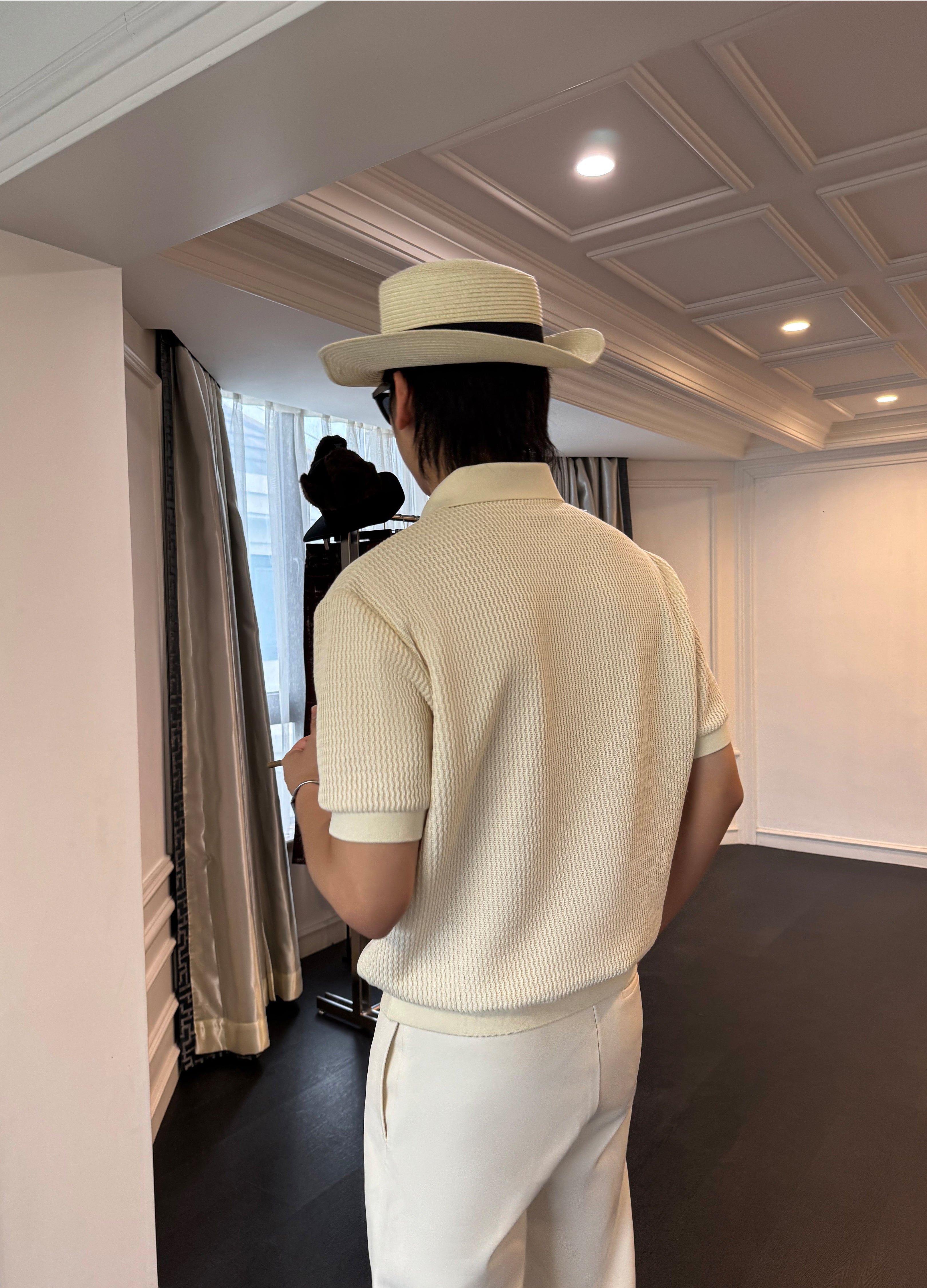 25SS JACQUARD V-NECK POLO