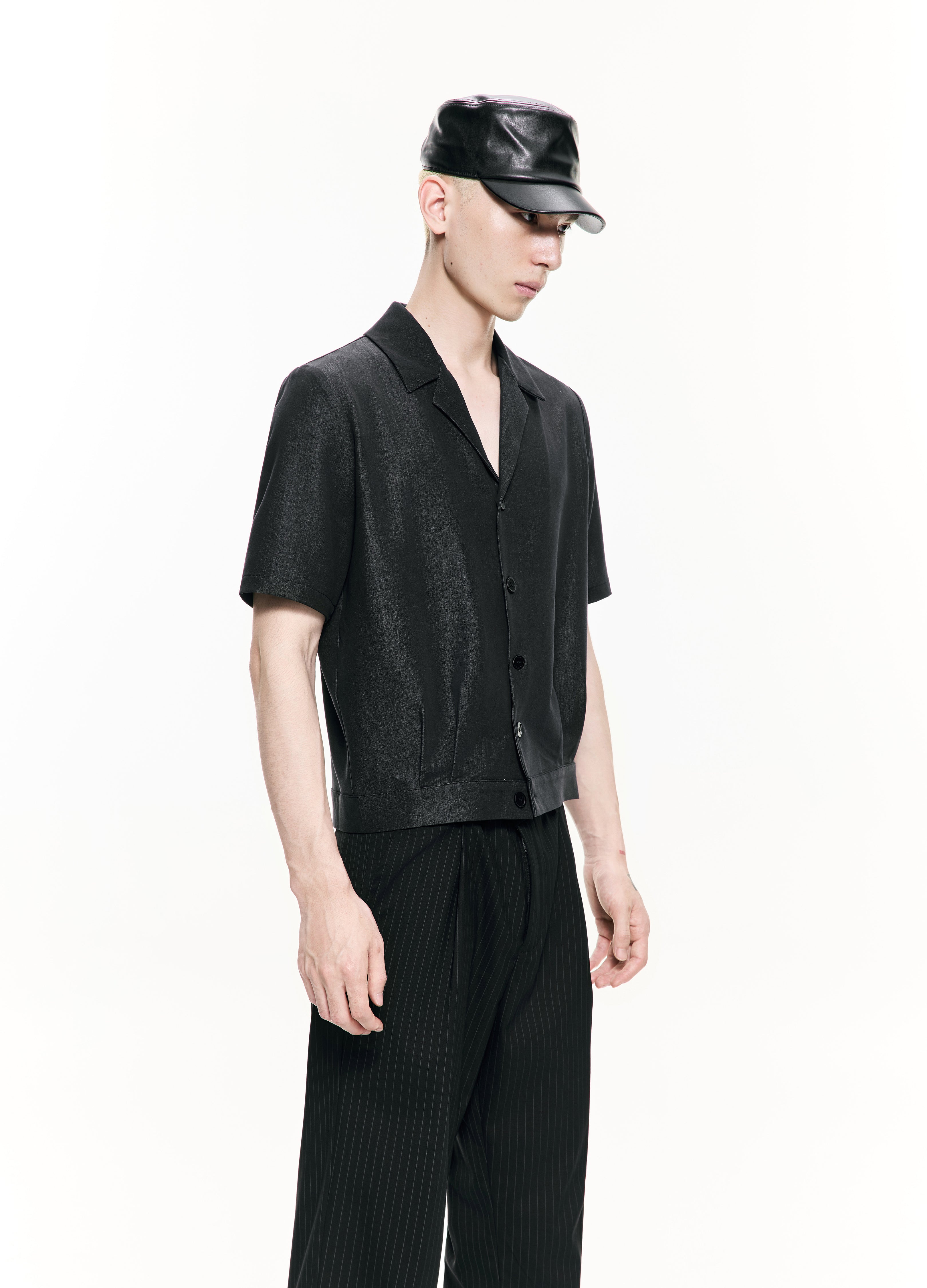 26SS BLACK DRAPE CUBA SHIRT