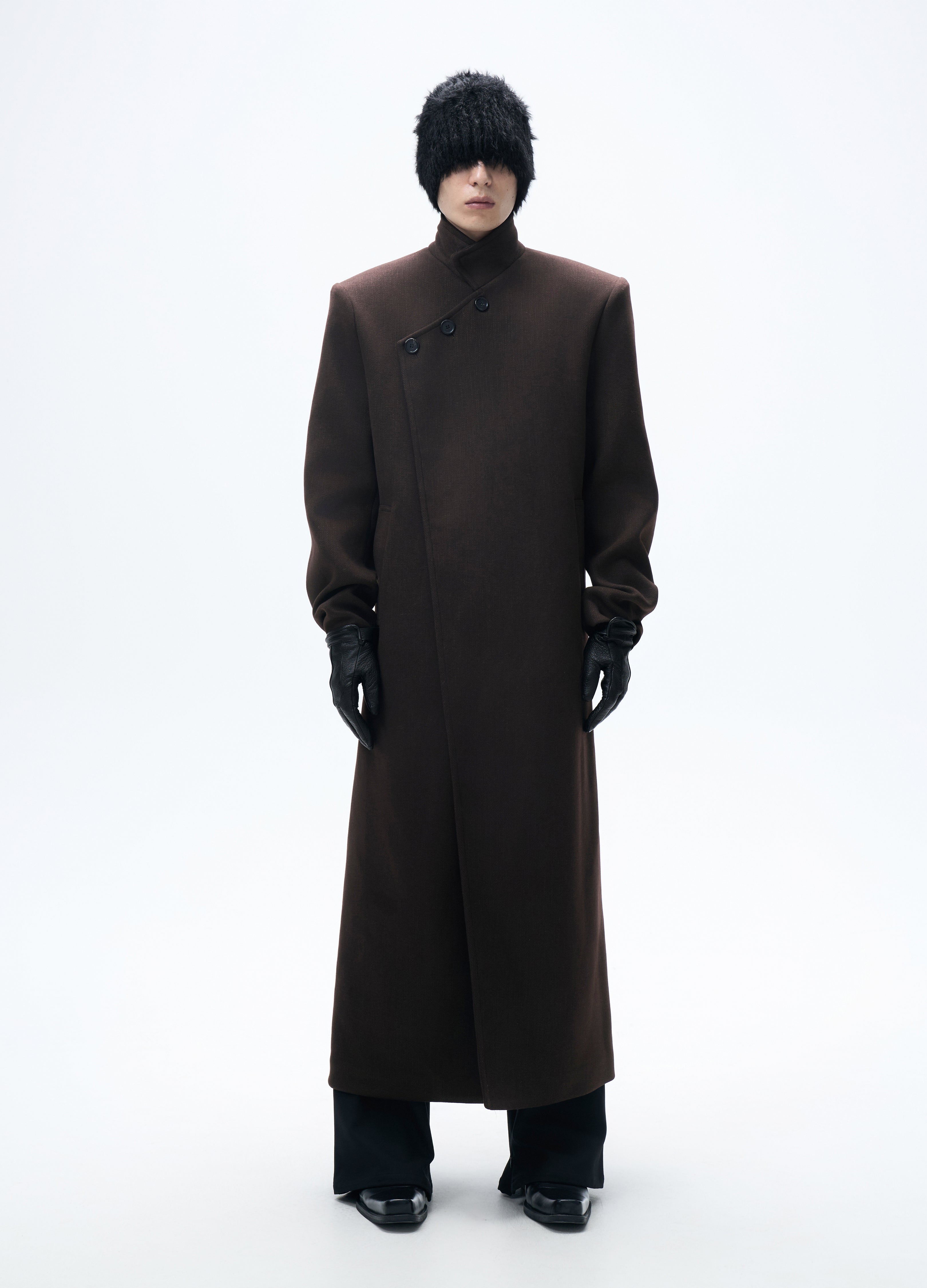 25FW CHESTNUT ASYMMETRIC WOOL COAT