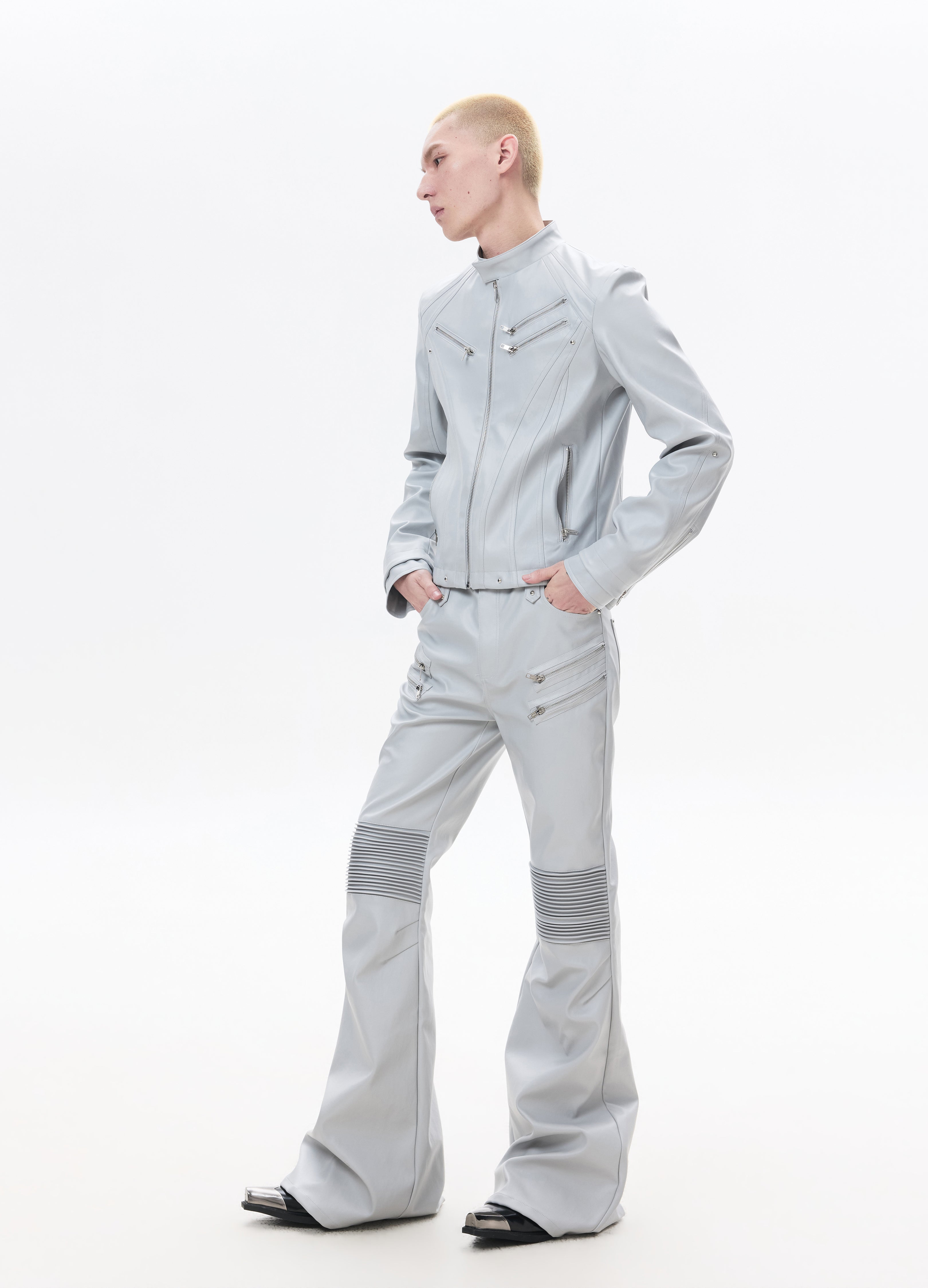 26SS SHARP ZIP LEATHER JACKET
