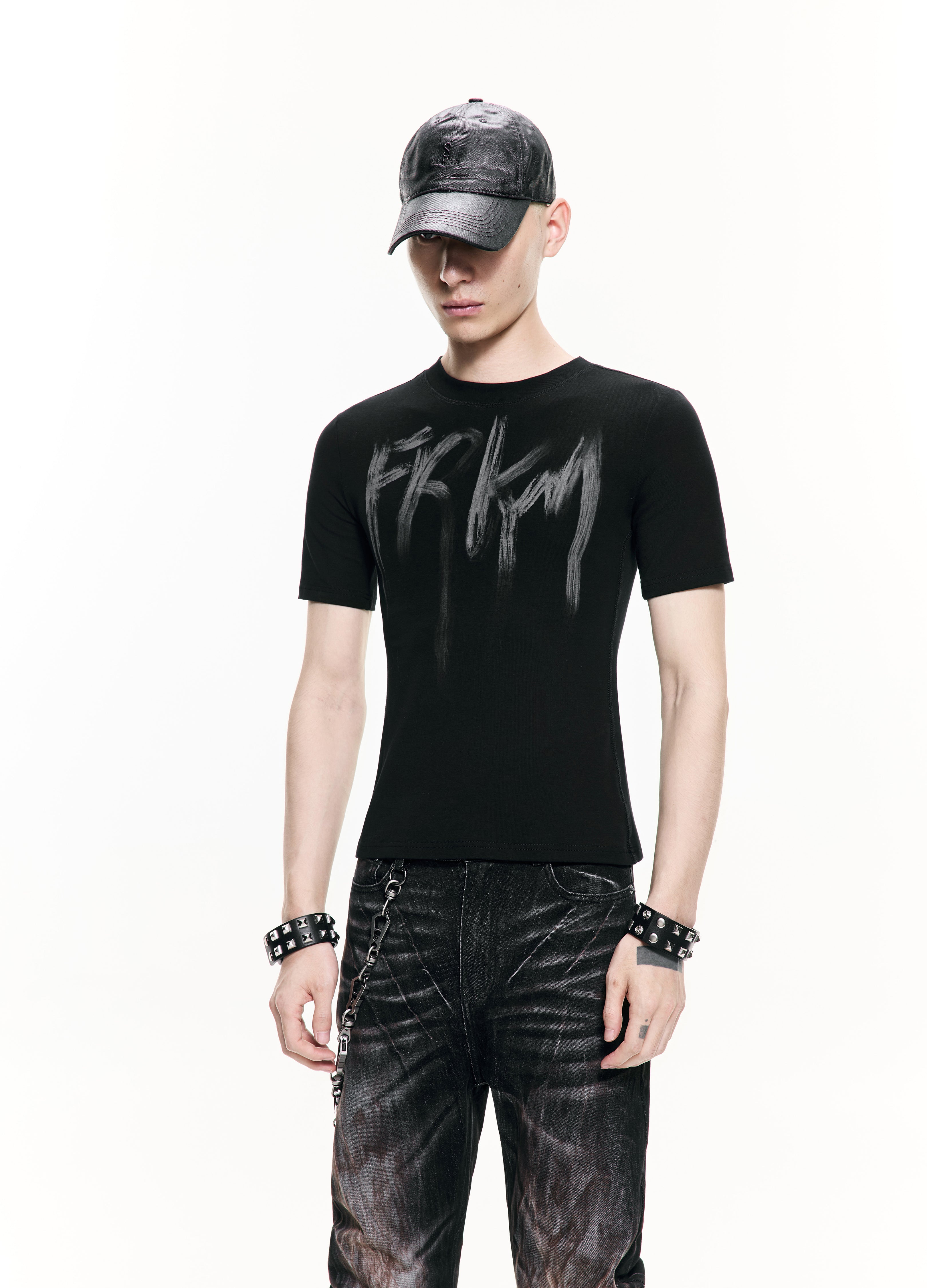 26SS WASHED GRAFFITI CROP TEE