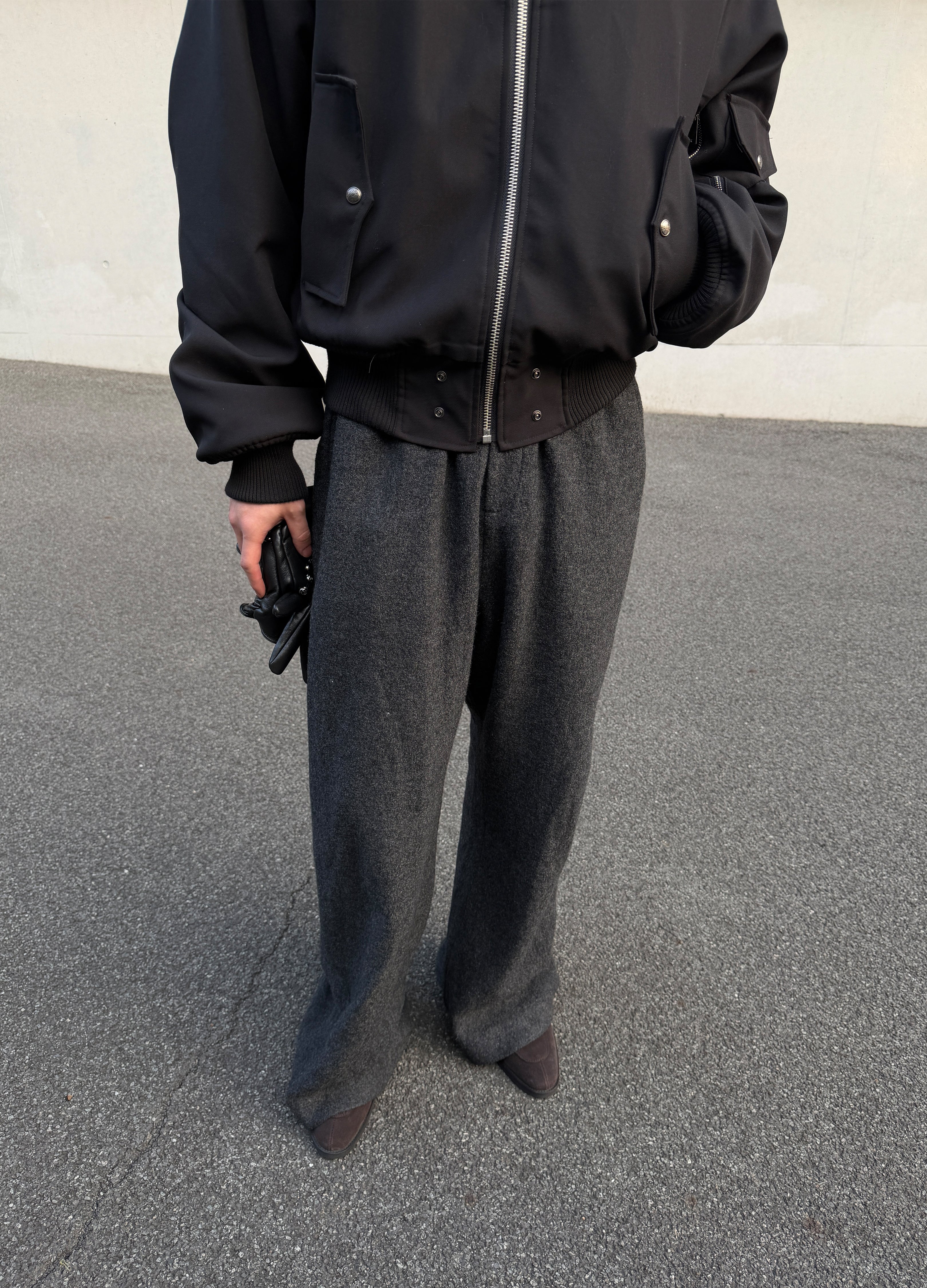 TEXTURED MERINO WOOL TROUSERS