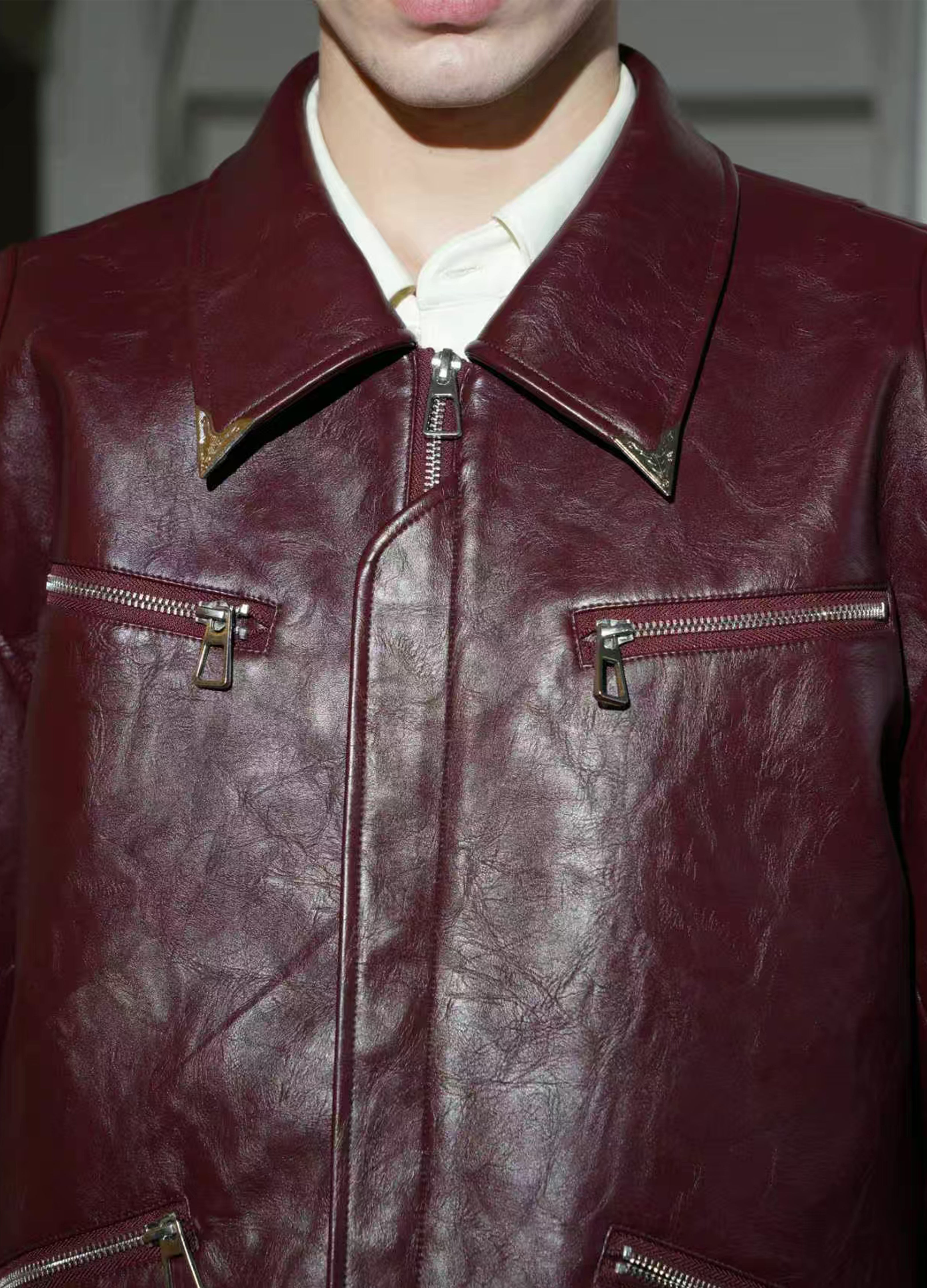 BAROQUE ZIP LEATHER JACKET