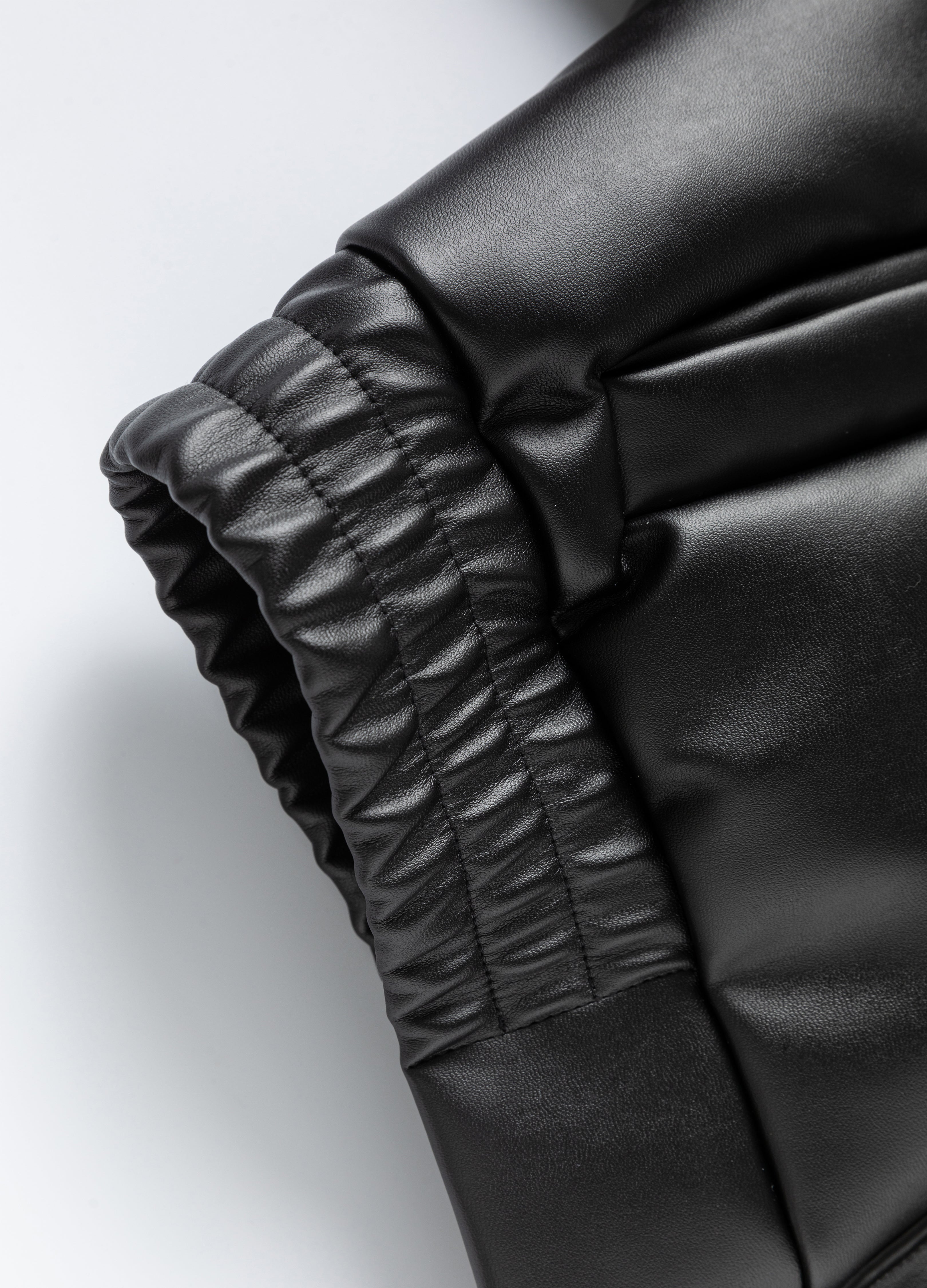25FW HIGH-COLLAR LEATHER PUFFER