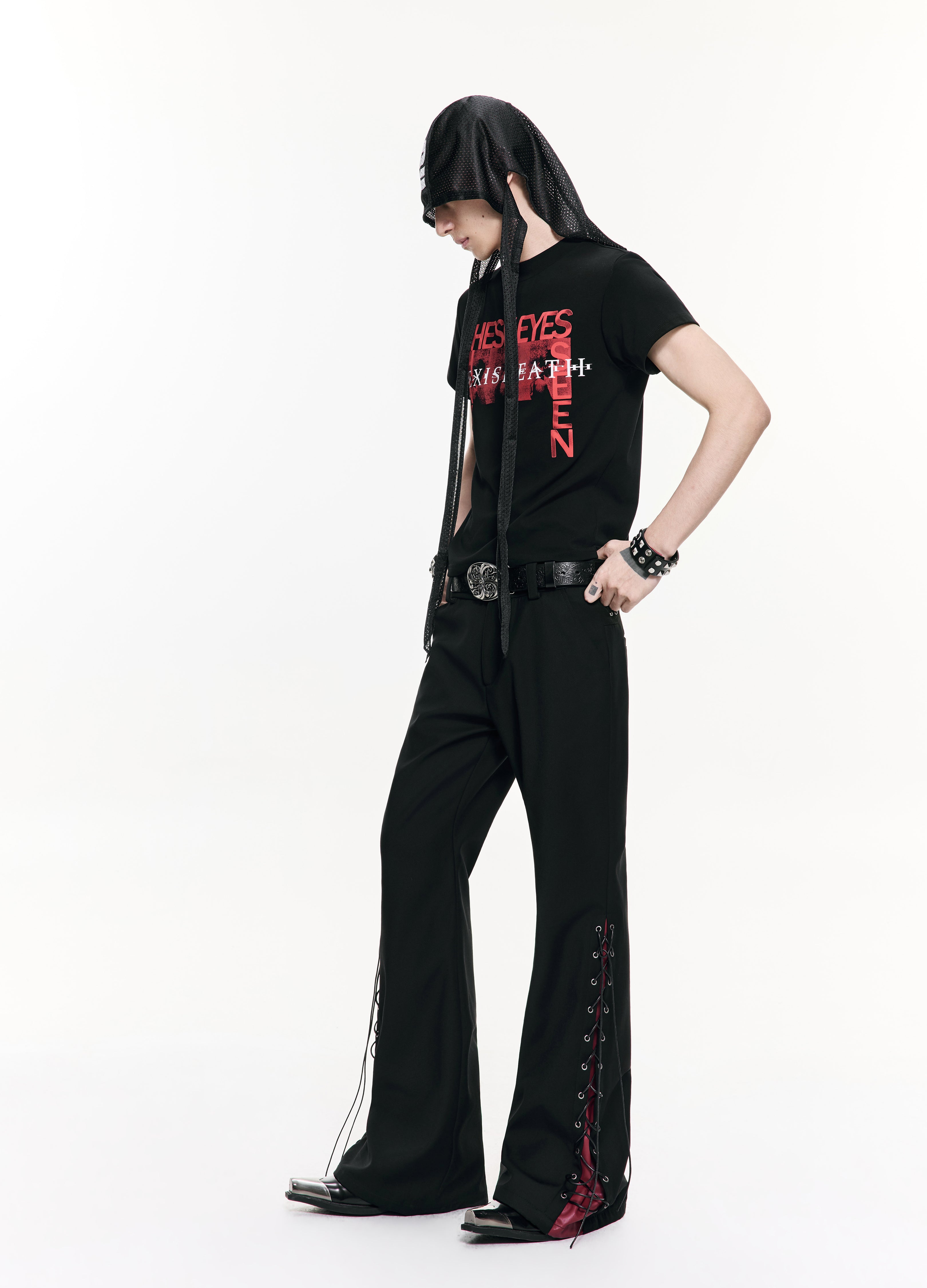 26SS STRAP PANEL FLARE TROUSERS