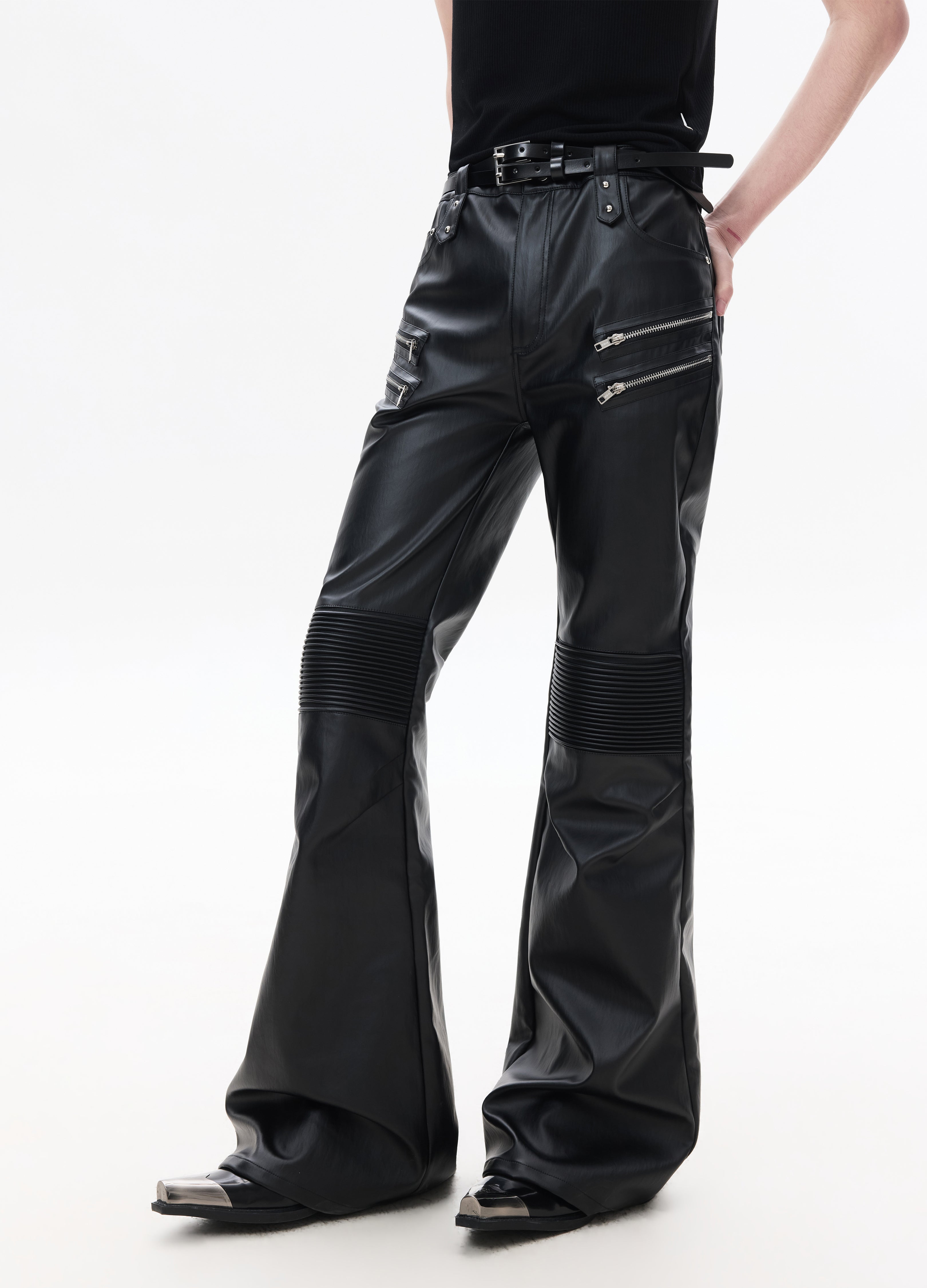 26SS MULTI-ZIP BIKER LEATHER PANTS