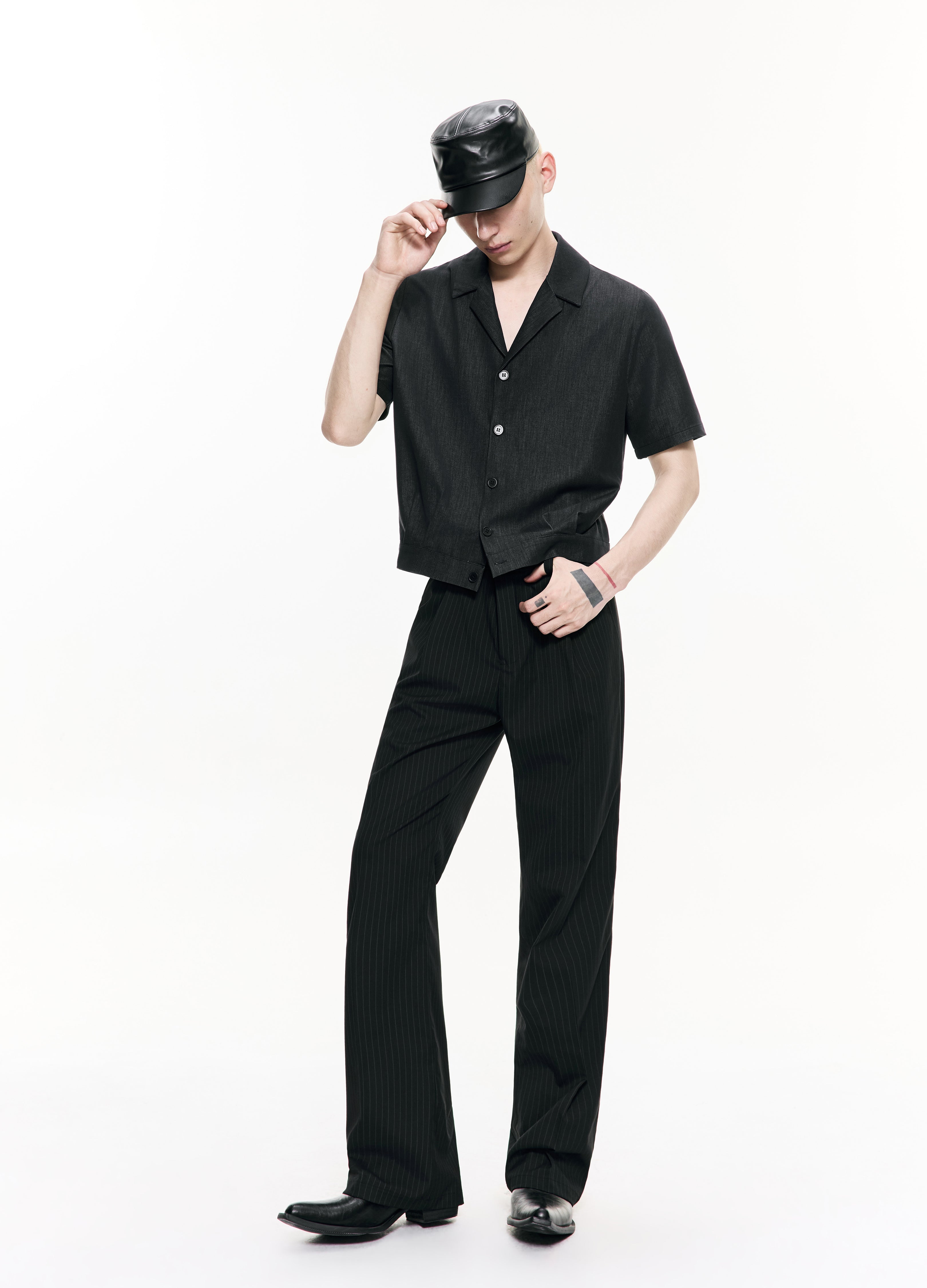 26SS BLACK DRAPE CUBA SHIRT