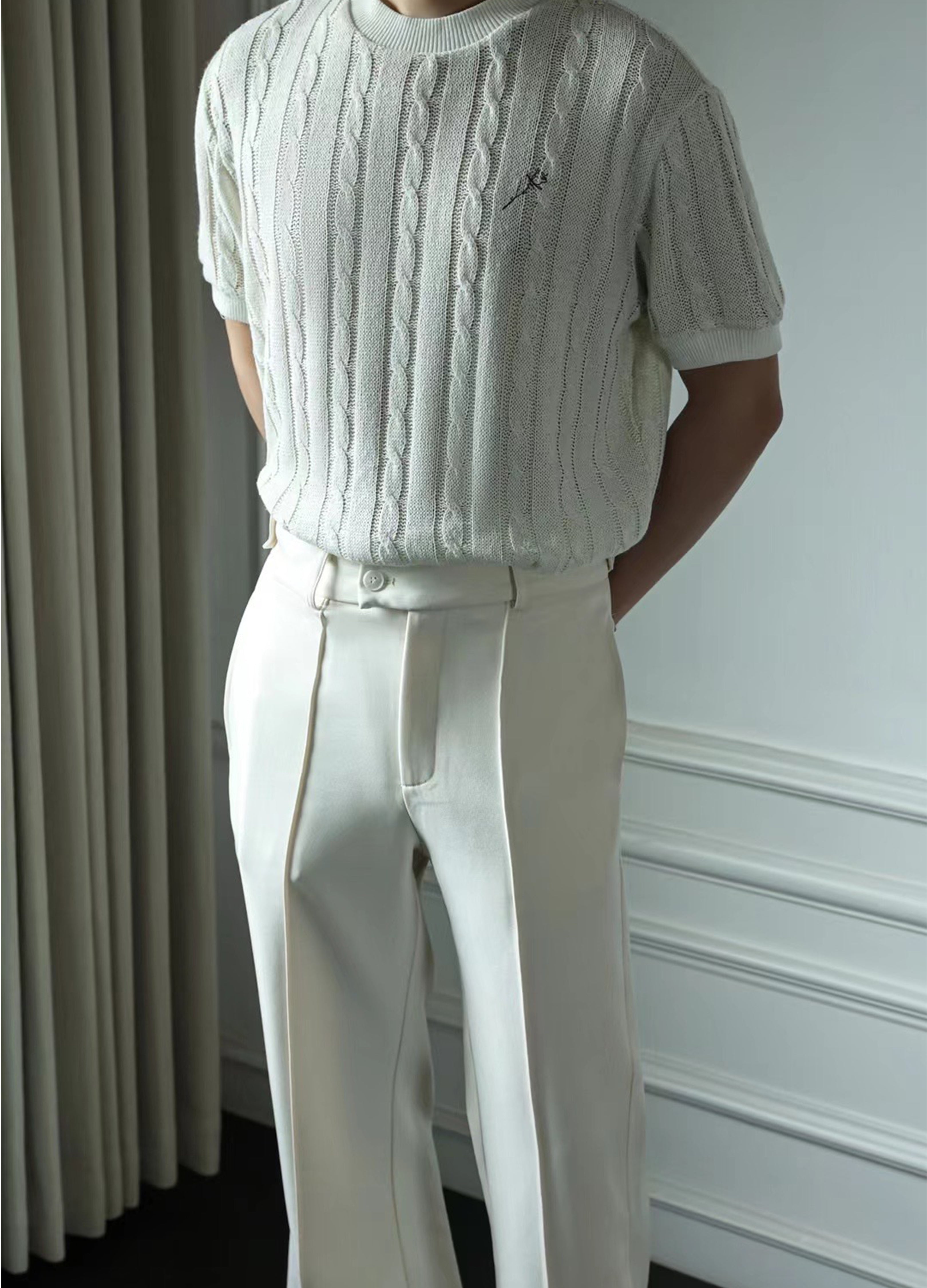 25SS ITALIAN OLD MONEY PLEATED WOOL TROUSERS