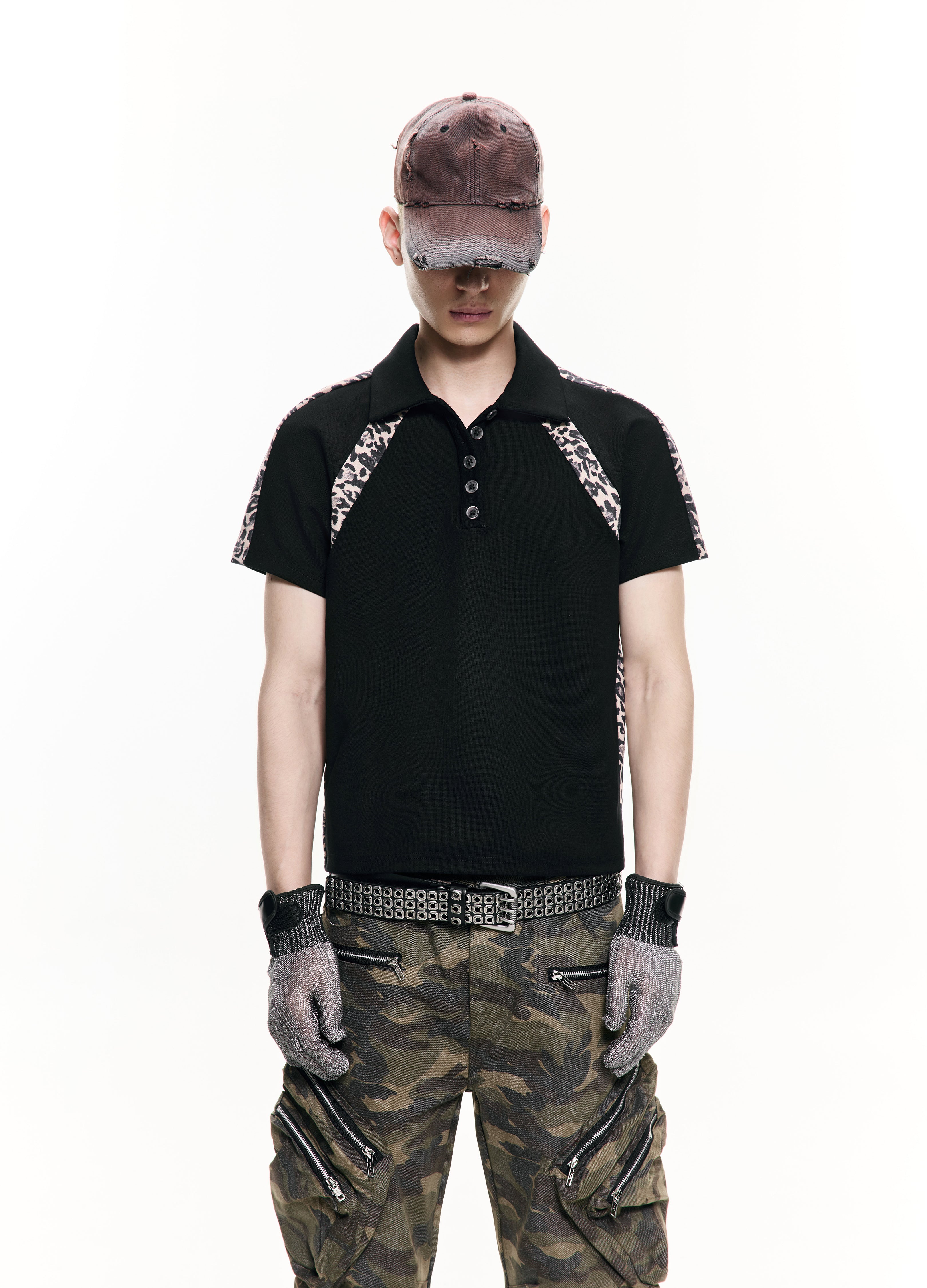 26SS LEOPARD RAGLAN POLO TEE