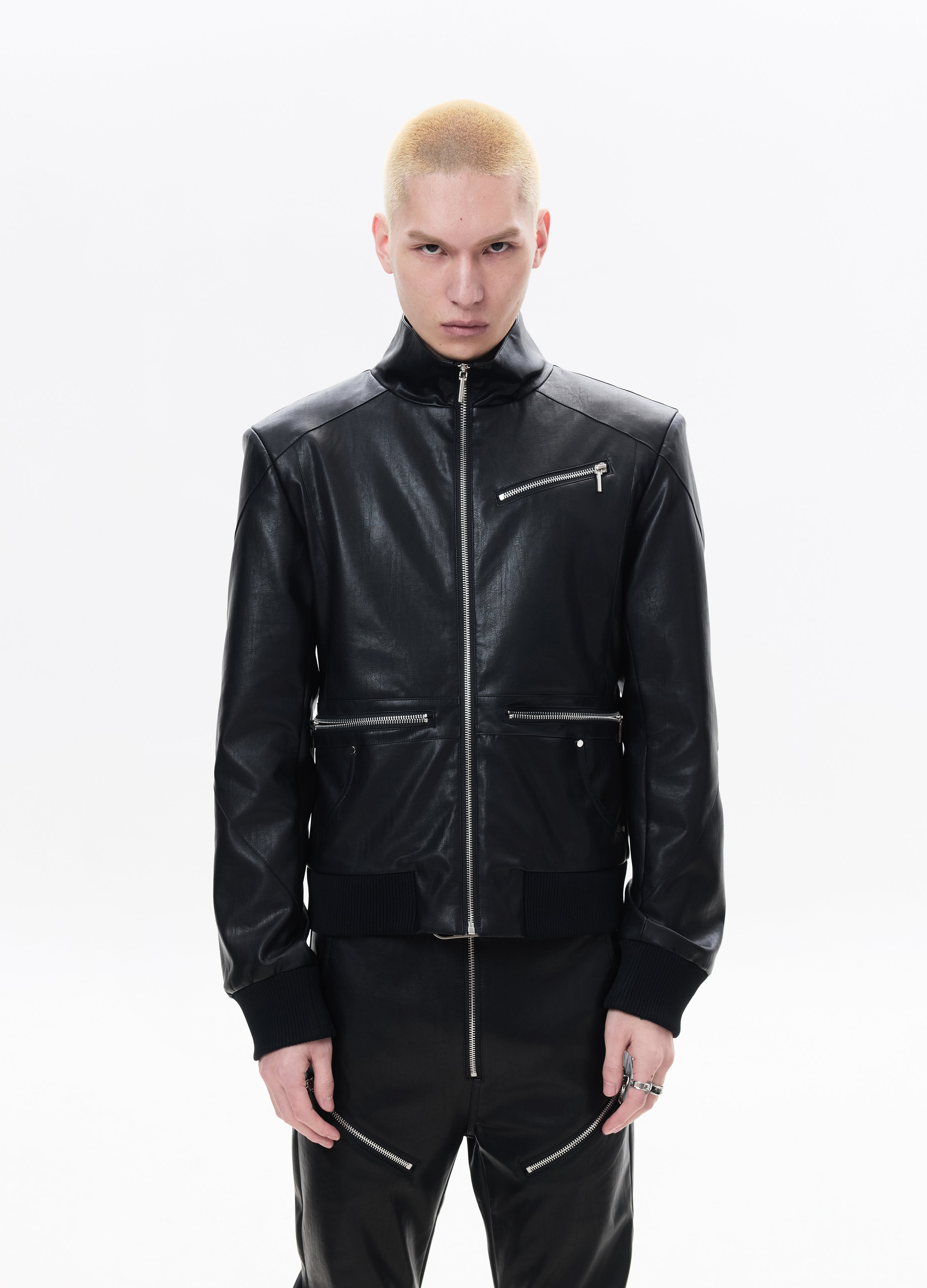 26SS STAND-COLLAR LEATHER JACKET