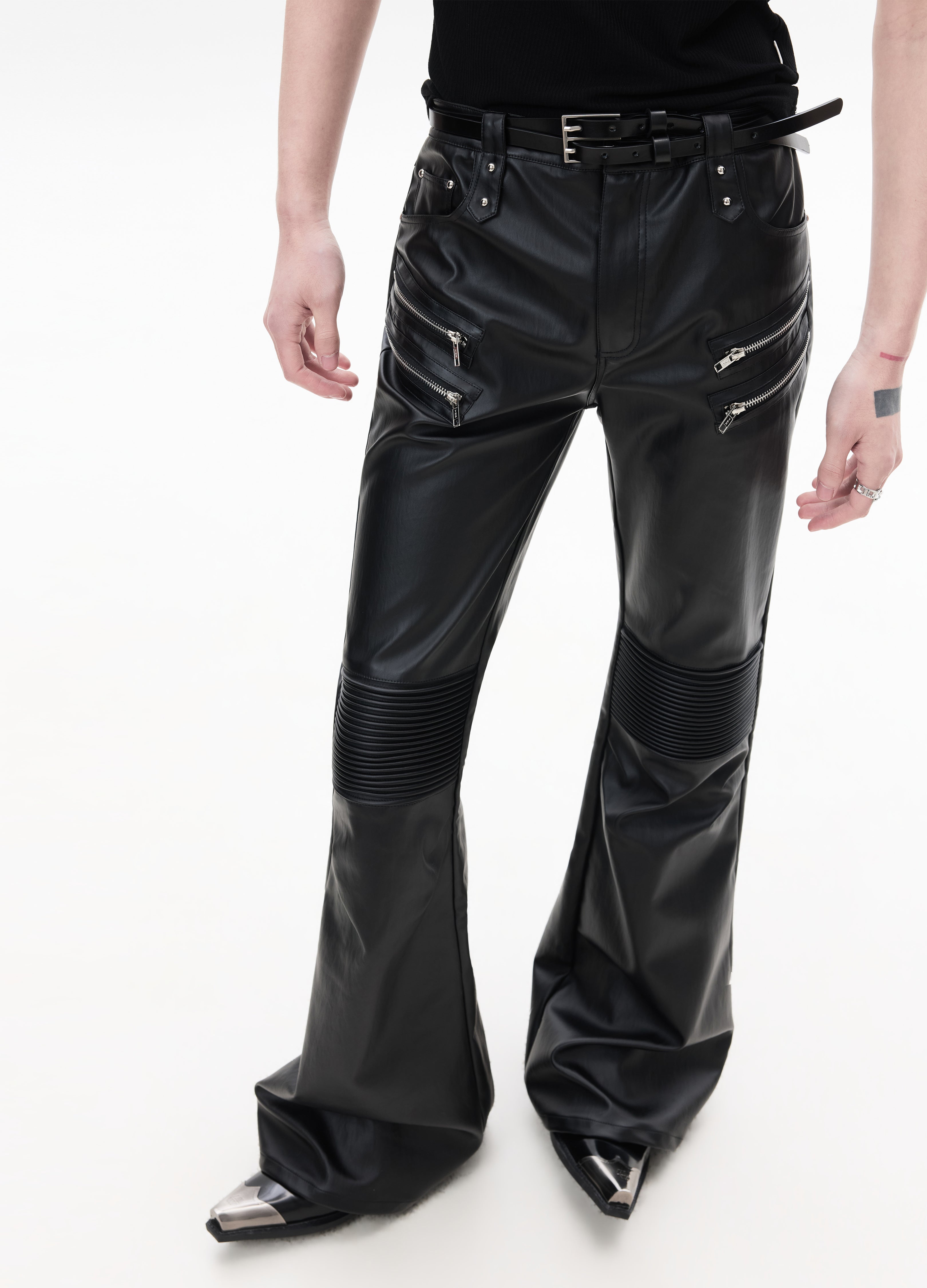 26SS MULTI-ZIP BIKER LEATHER PANTS